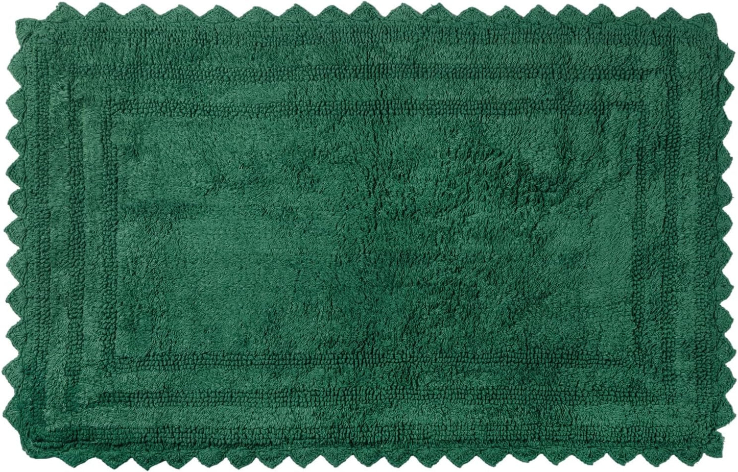 RAJRANG Foliage Green Cotton Crochet Bath Mat | 34x21 Inch Reversible Rectangle Bathroom Rug | Soft, Absorbent, and Handmade Woven Mat for Bathroom or Spa