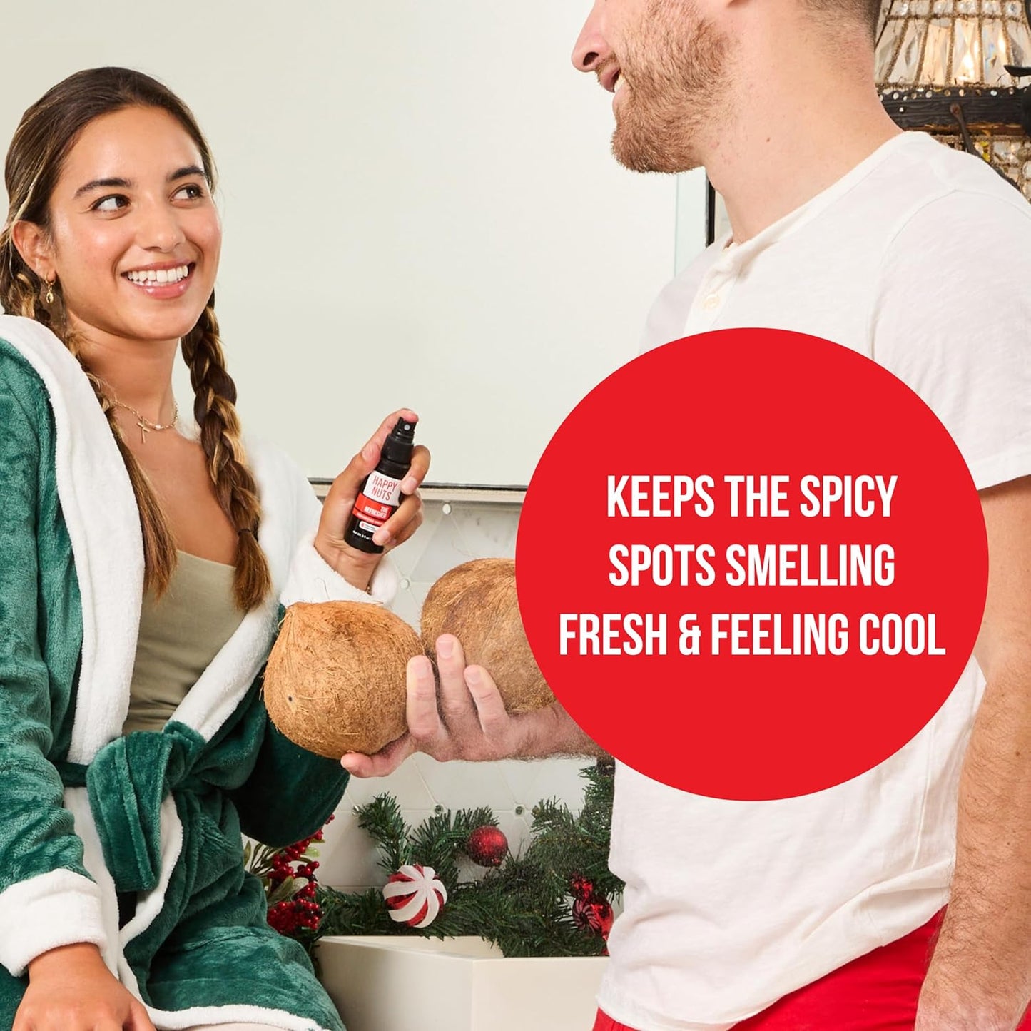 Happy Nuts The Refresher Men's Ball Deodorant Spray - Cooling, Toning, Deodorizing Body Spritz - Clean Ingredients, Ideal for Post-Trimming, Shaving & Cleansing - Groin Deodorant Spray (1 Pack)