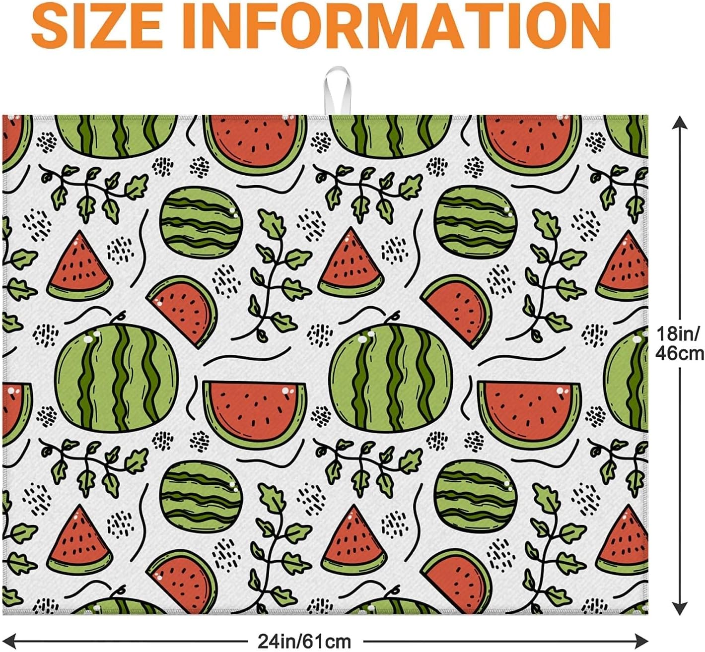 Dish Drying Mat For Kitchen Counter, Cute Watermelon Microfiber Absorbent Dish Drainer Rack Pad Reusable Large 18x24in Drying Mat
