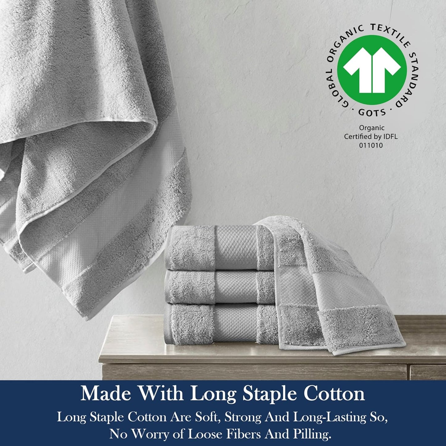Delara Organic Cotton Luxuriously Plush Bath Towel Pack of 4 | GOTS & OEKO-TEX Certified | Premium Hotel Quality Towels | Feather Touch Technology|650 GSM Long Staple|Soft, Quick Dry & Ultra-Absorbent