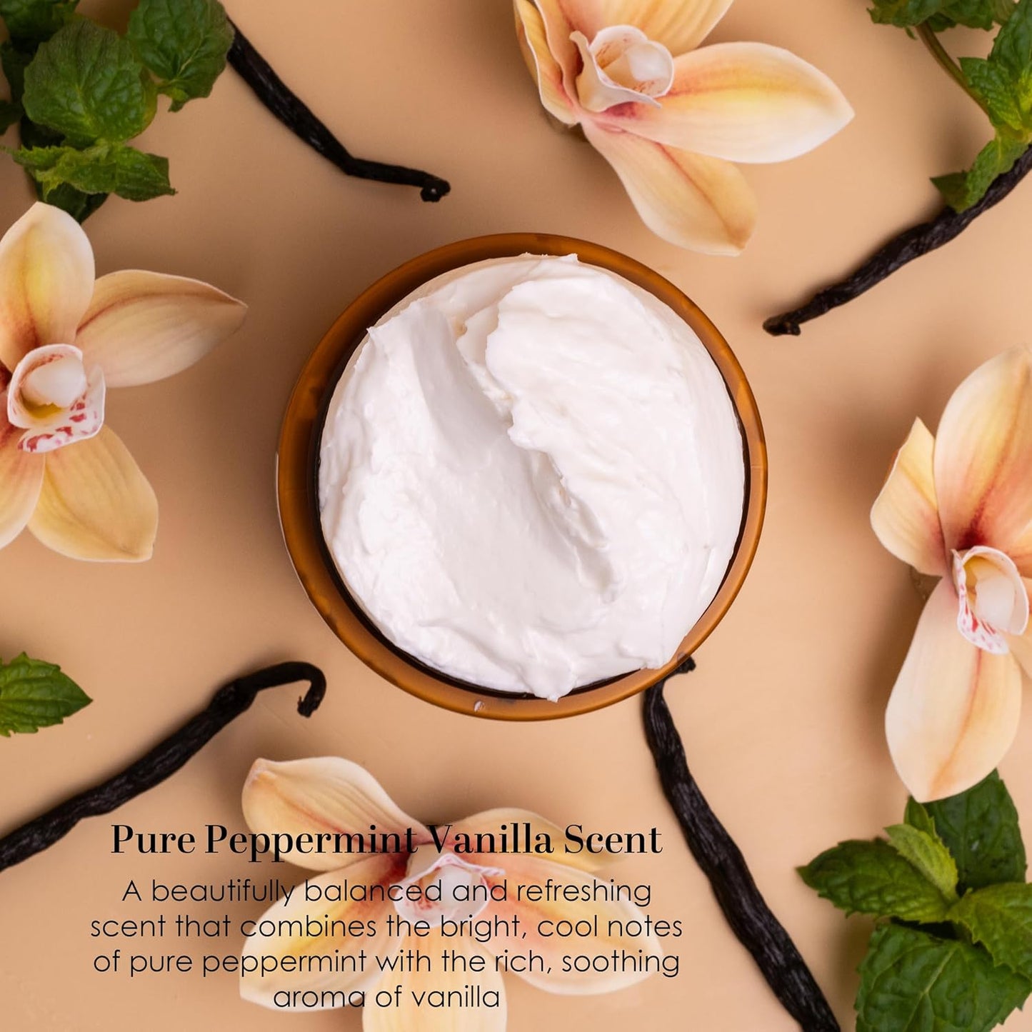 Peppermint Vanilla Body Butter - Natural Lotion for Women with Shea Butter & Jojoba Oil - Non-Greasy Whipped Body Lotion for Dry Skin - Vanilla Scented Peppermint Body Lotion