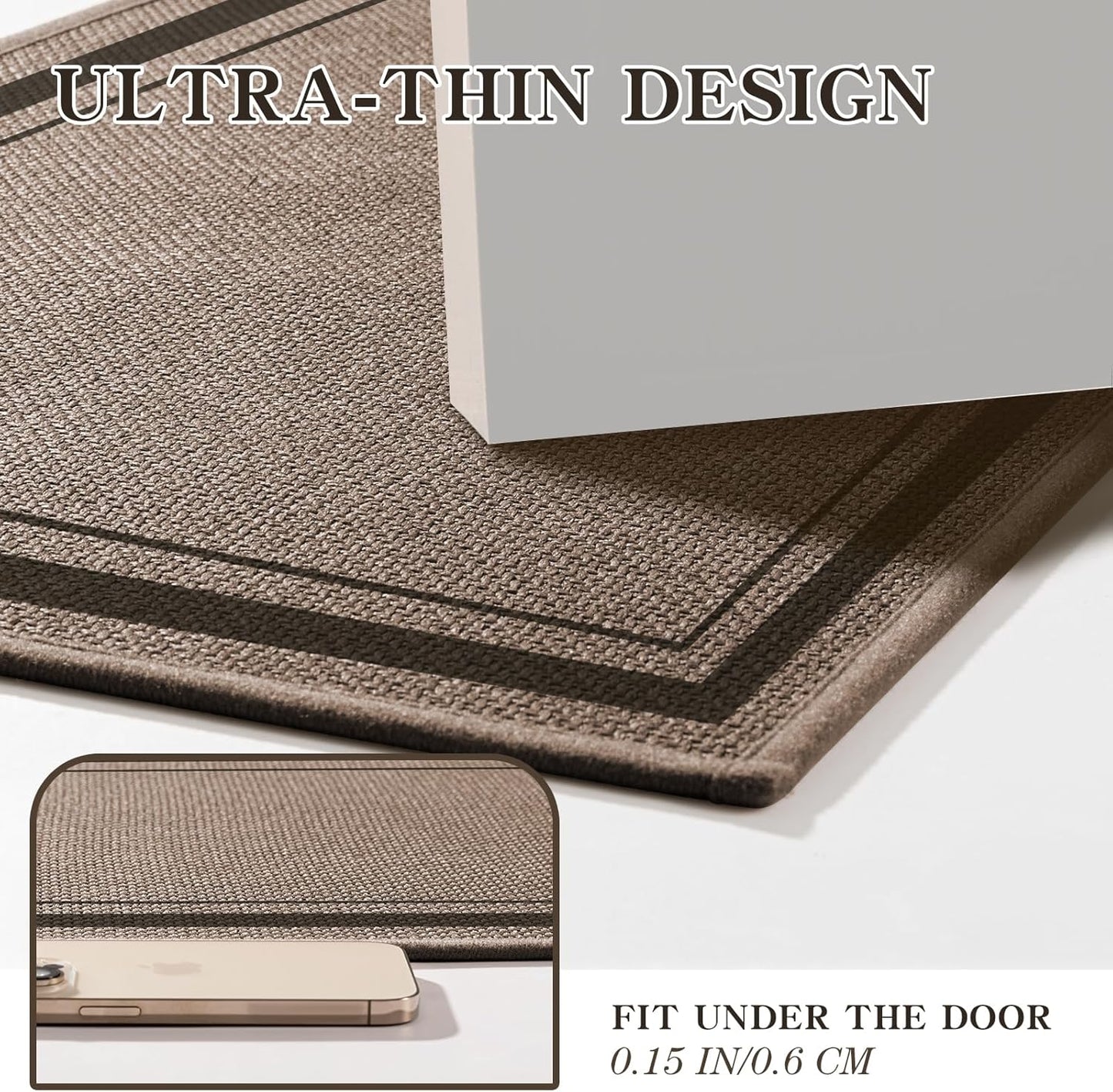 chakme Bathroom Rugs Mat 36x24, Ultra Thin Non Slip Bath Mat Large Quick Dry Absorbent Bath Mat for Bathroom Floor, (Dark Beige, 36"x24")