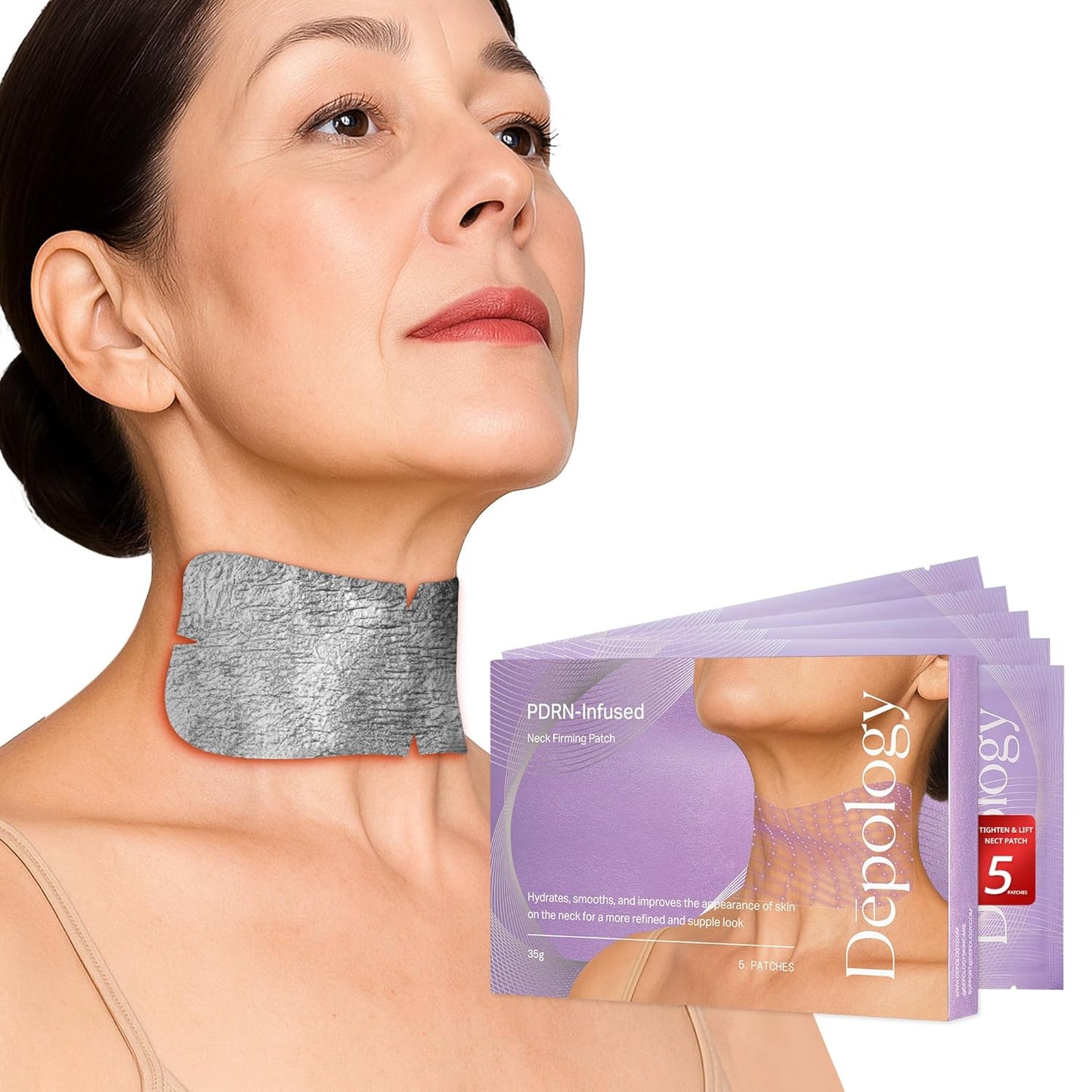 depology Tightening and Lifting Neck Wrinkle Patches with Cream, PDRN Deep Collagen Neck Mask, Firming Patch with PDRN、Collagen and Niacinamide Cream