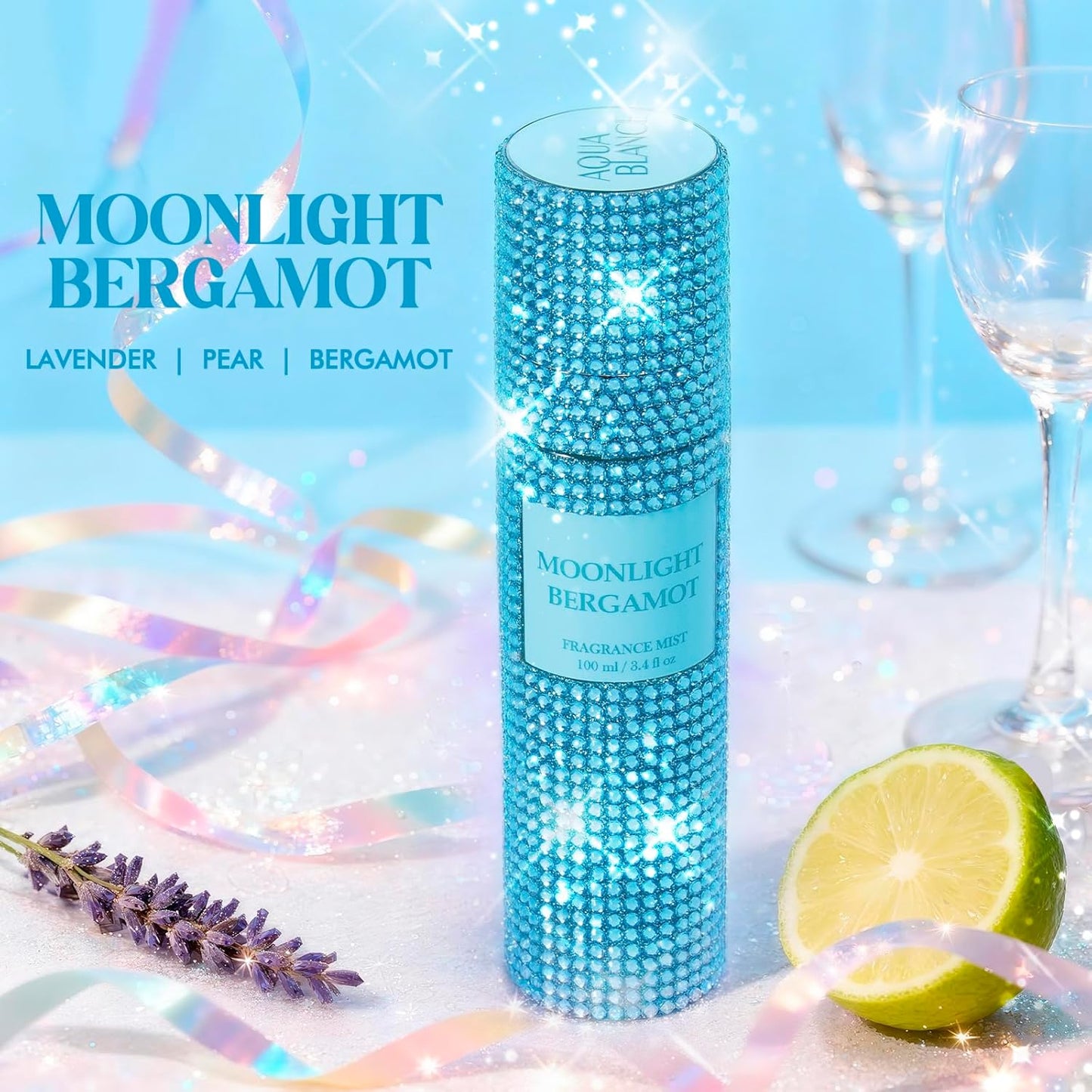 Body Spray for Women, Moonlight Bergamot, Diamond-embellished Fragrance Mist, 3.4 fl oz