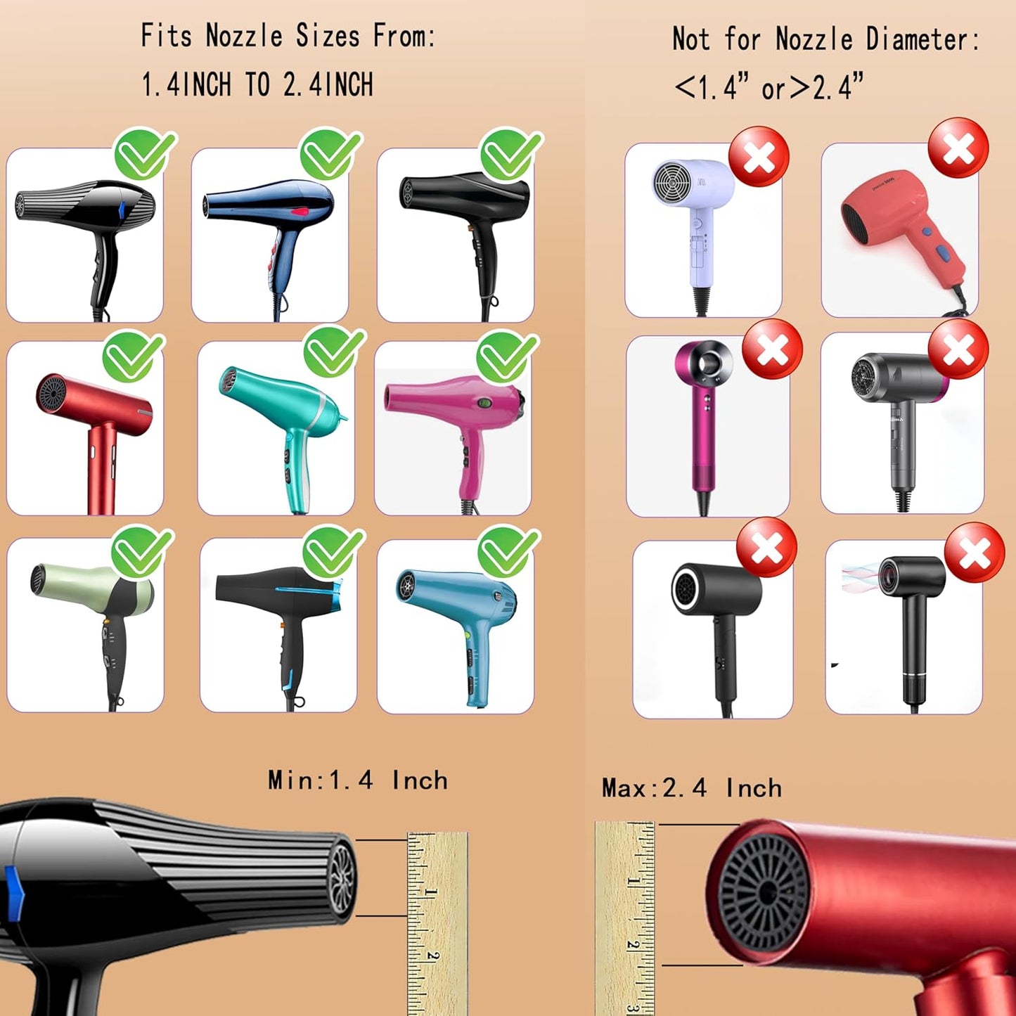 Hair Difuser Attachment Universal Diffuser Hair Dryer for 1.4-inch to 2.4- inch Blow Dryer, Hair Diffuser for Curly Hair and Natural Wavy Hair (Black)