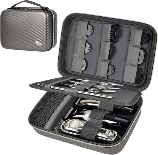 Boobowl Barber Accessories Bag for Clippers and Supplies, Mens Hair Trimmers Box, Portable Storage Organizer for Hair Cutting, Guard Grooming Kit and Barbers Supplies (Bag Only) (Dark Grey)