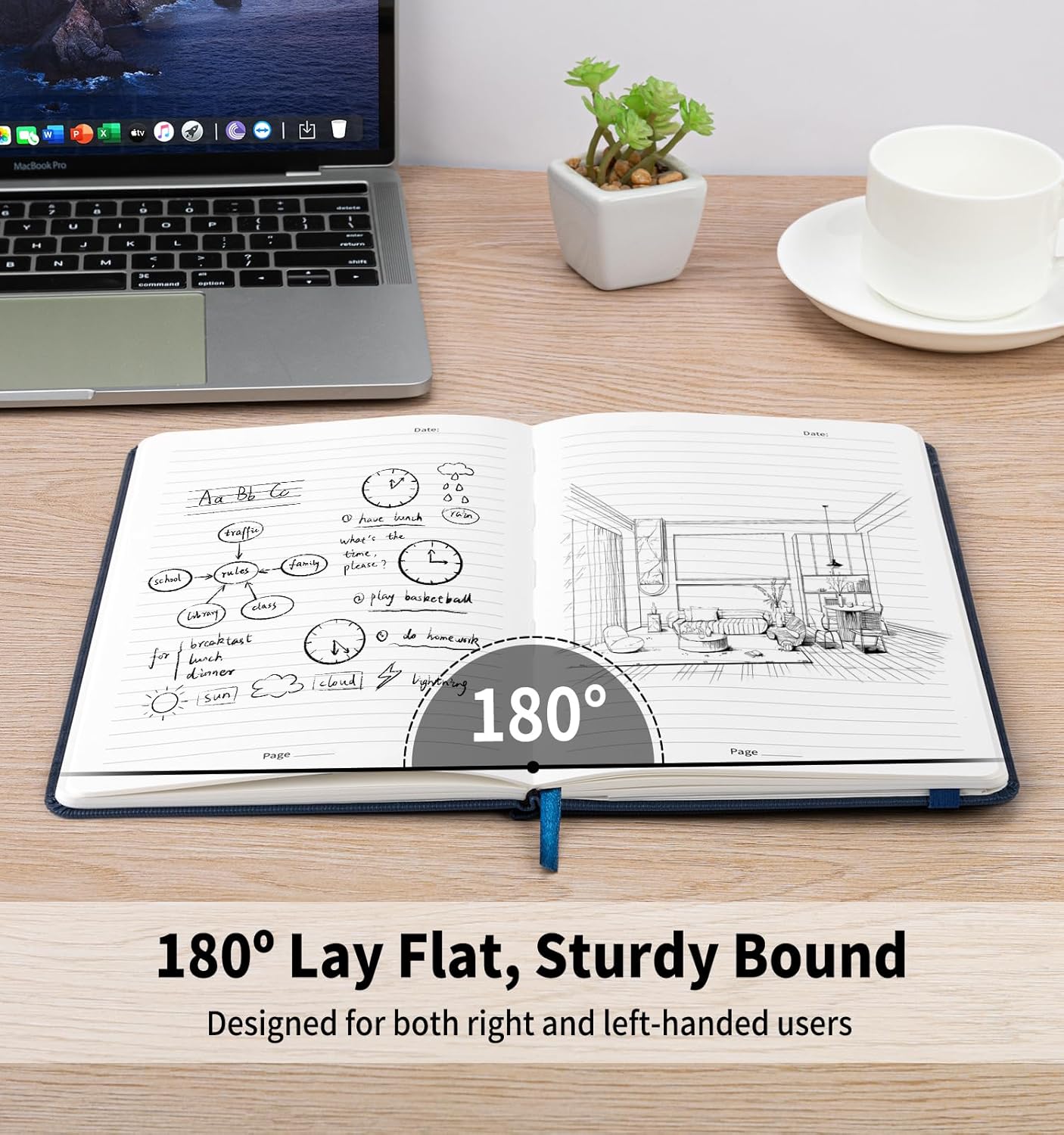 Lined Journal Notebook for Work, A5 Leather Notebook with Pen Sleeve, 100GSM/160 Pages Thick Paper, Daily Journals for Writing, School, Note Taking, Business, Travel, College Ruled