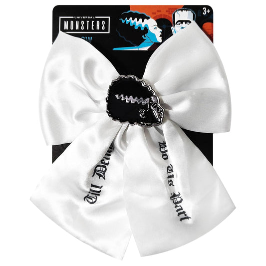 LUV HER Universal Monsters - Gothic Jewelry Long Tail Silk Alike Premium Feel Hair Bow for Girls with Alligator Clip with Charm - Hair Accessory, Ages 3+