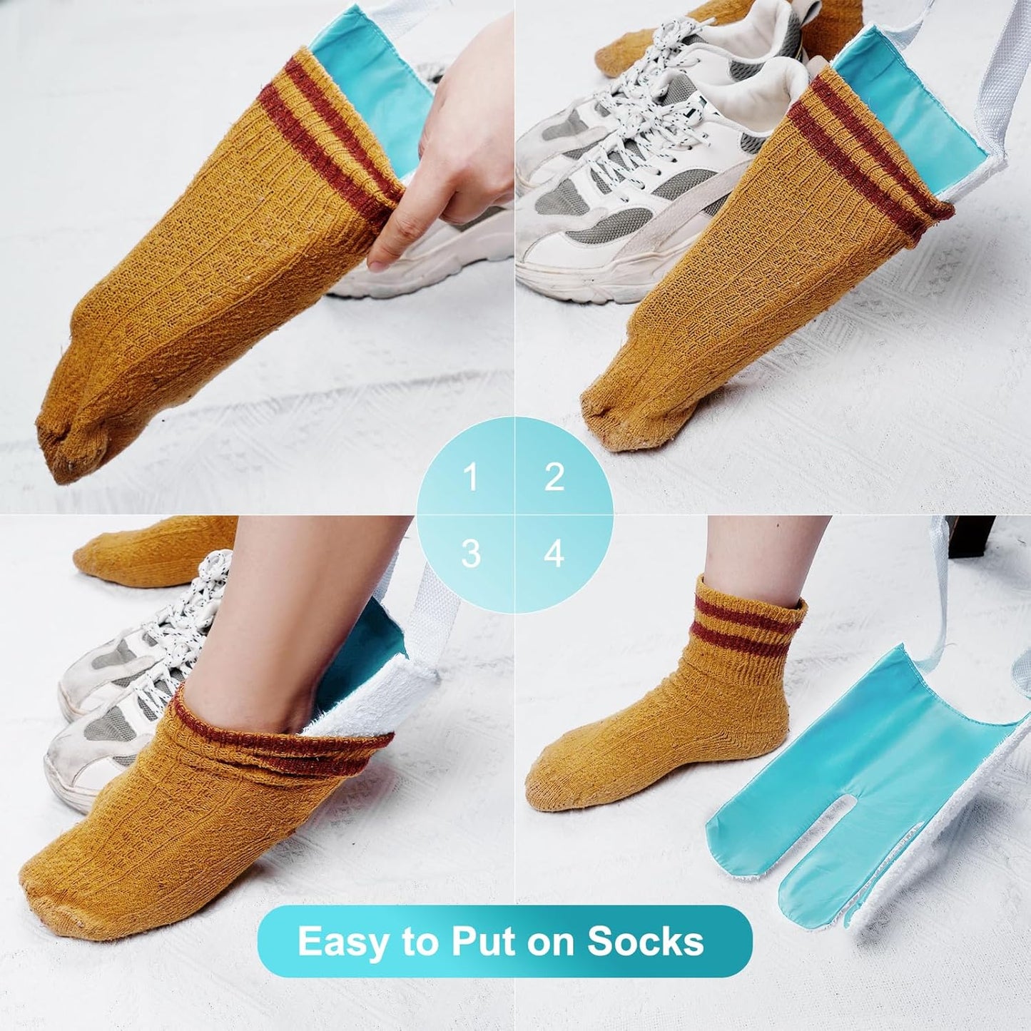Sock Aid, Sock Helpers to Put on Your Socks for Seniors, Disabled, Pregnancy, Assist Device for Elderly, Tool Aide Puller Easy on and Off with No Bending(Blue 2 PACK)