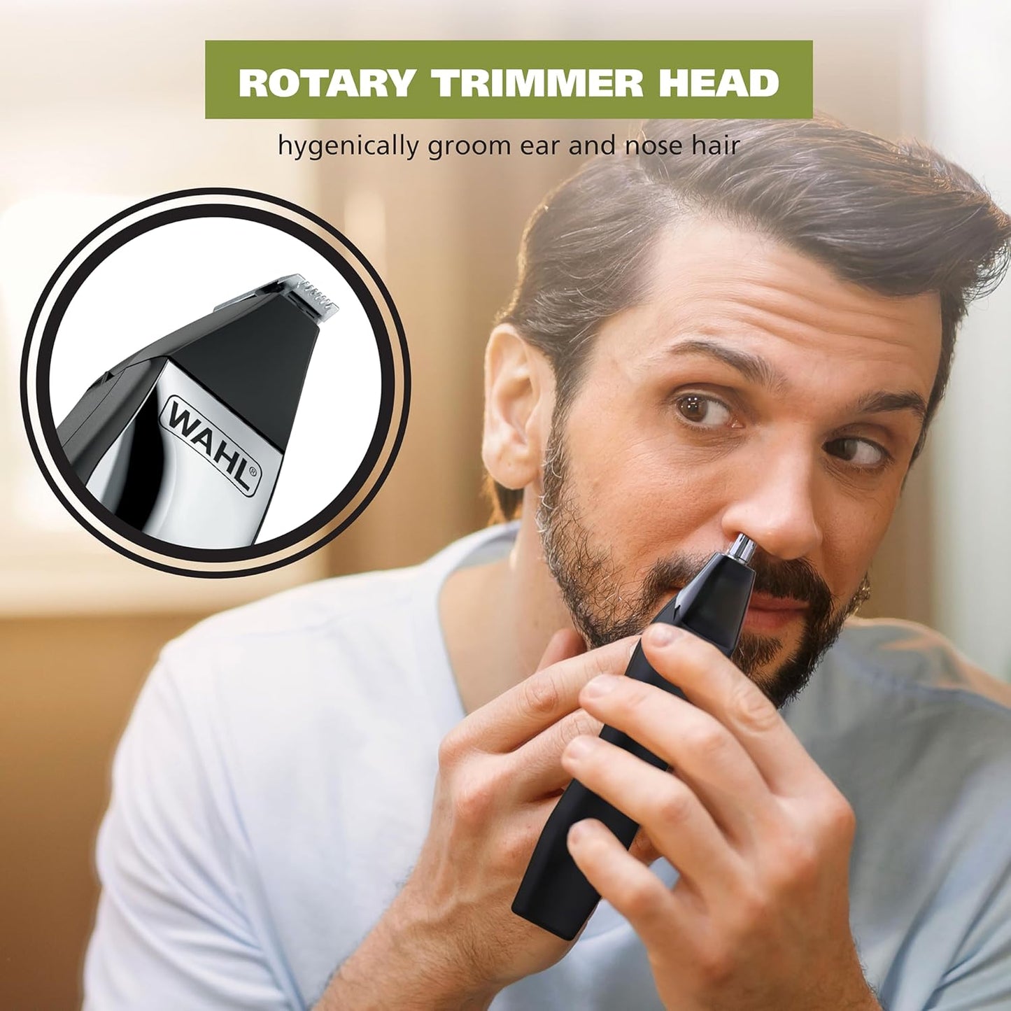 Wahl Color Pro All in One Rechargeable Cordless Color Coded Beard Trimmer with Detail Eyebrow Trimmer and Rotary Nose Hair Trimmer for Men- Model 3025945