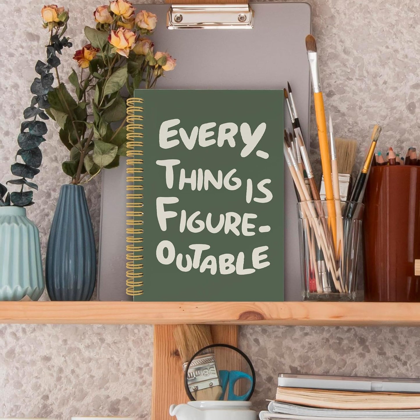 Everything is Figureoutable Spiral Notebook, Inspirational Journaling Notebooks for Counselling Therapy Office School, Motivational Hardcover Journals Gifts for Women, 160 Pages 5.5 x 8.3 Inch