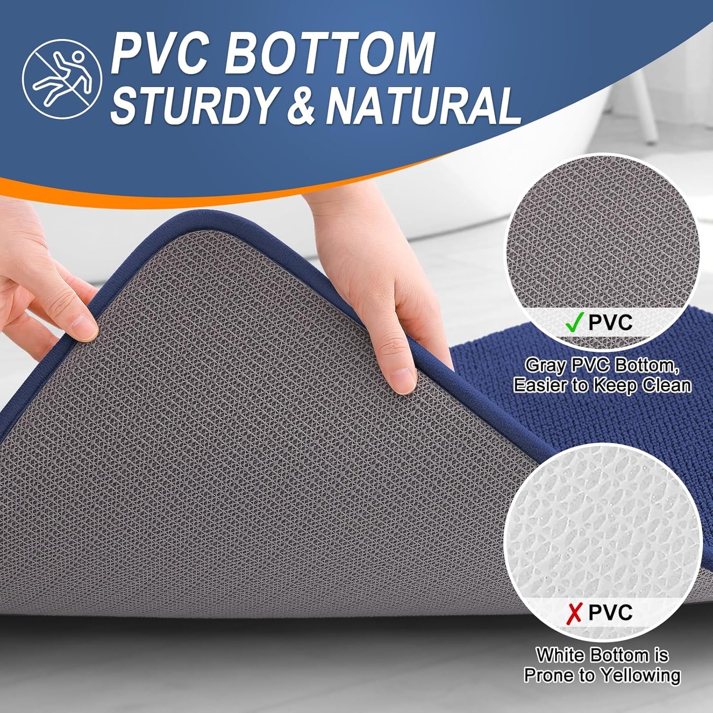 OLANLY Thick Memory Foam Bath Mat Rug 24x16, Extra Soft Absorbent Bathroom Rug, Quick Dry Bath Mats, Non-Slip, Machine Washable Carpet, Tub and Shower, Home Decor Accessories, Twilight Sapphire