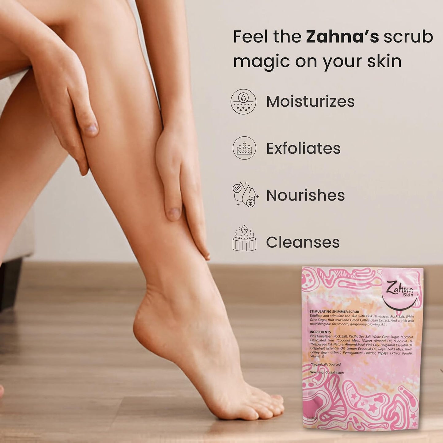 Pink Himalayan Exfoliating Body Scrub for Women – 100% Organic & Vegan, Salt Scrub Exfoliator for All Skin Types, Natural Body Exfoliating Scrub for Shower & Bath, Pink Salt Body Scrub