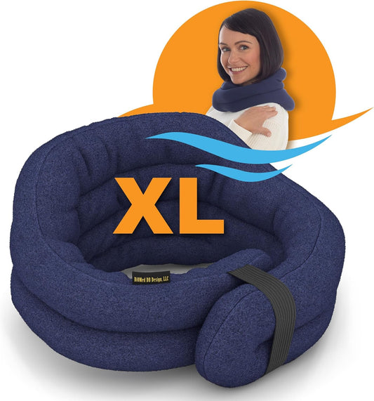 SunnyBay XL Microwave Heating Pad, Microwavable Heated Neck and Shoulder Wrap, Hands-Free Weighted Moist Hot or Cool Pack, Soft Fleece Cover and Flaxseed Filling, 30 Inch Extra-Long Length, Navy