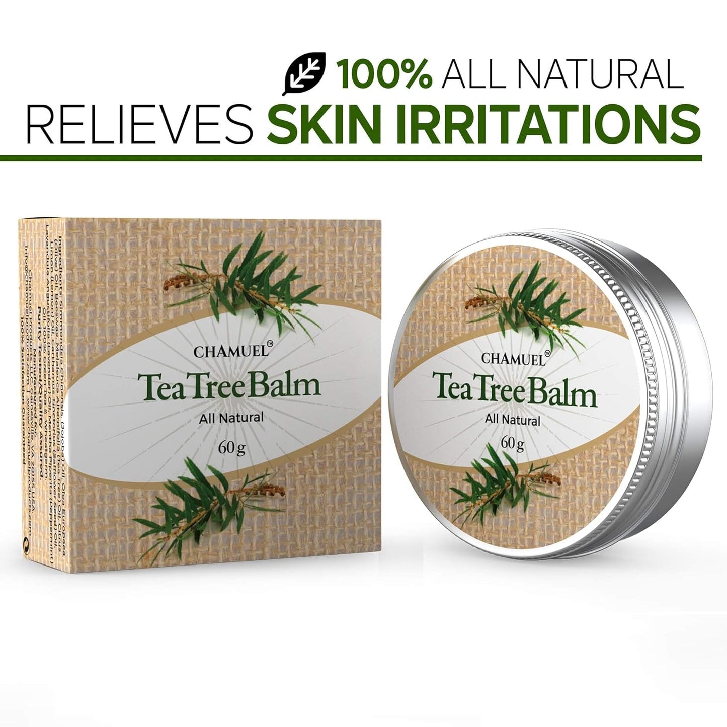 Tea Tree Oil Balm -100% All Natural | Great Cream for Soothing Irritations like Rashes, Insect Bites, Folliculitis, Acne, Itches, Dry Heels, Cuticles, Saddle Sores and more!