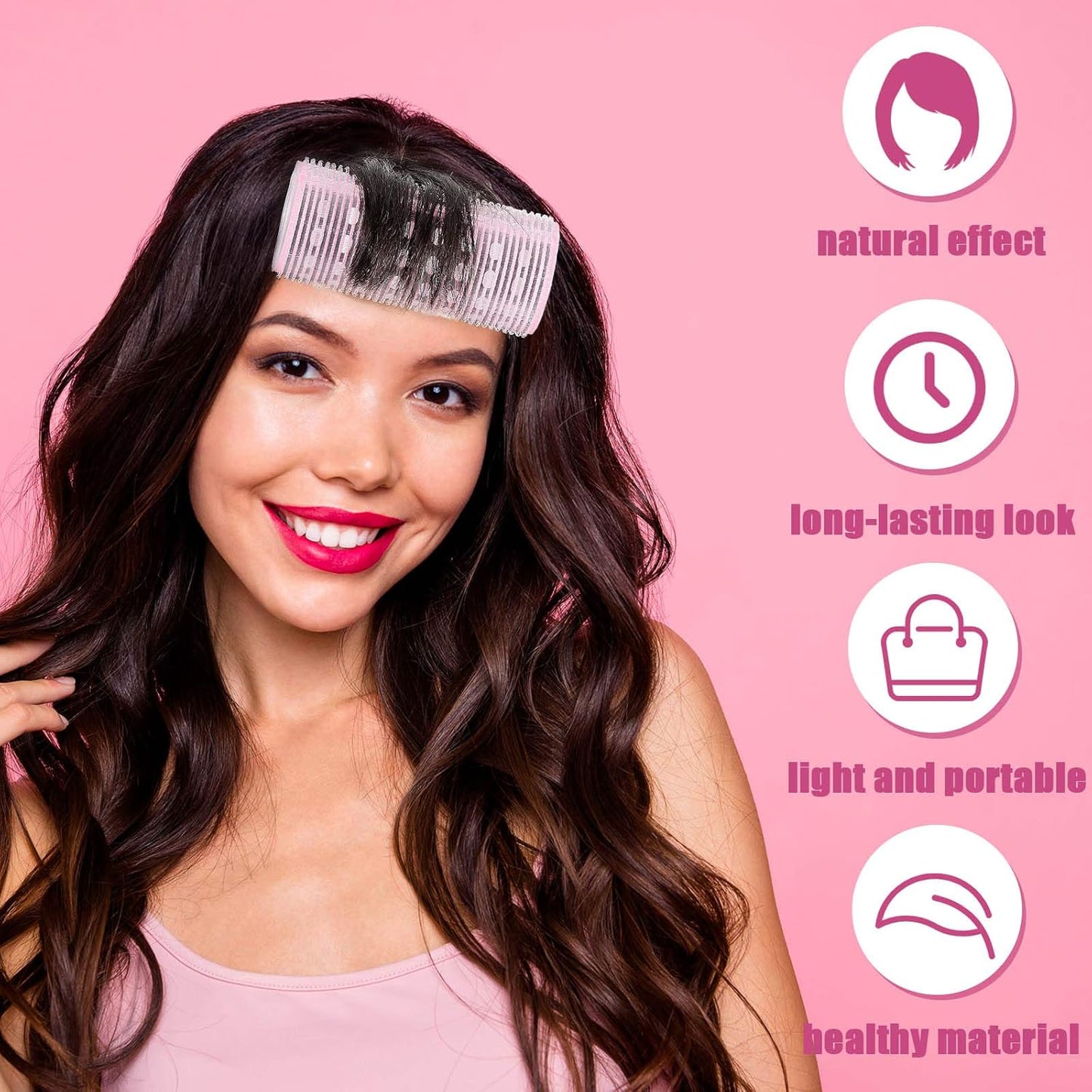 WILLBOND 8 Pcs Long Hair Rollers for Bangs Aluminum Core Curlers Thermal 4.7 x 2 Inch Self Grip Roller for Long and Medium Jumbo Hair Women Hairstyle