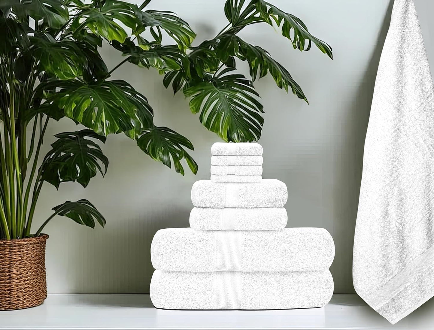Softolle Luxury 8 Piece Towel Set, 2 Bath Towels 2 Hand Towels 4 Washcloths, Towels for Bathroom, Home, Spa & Gym - Highly Absorbent (White)