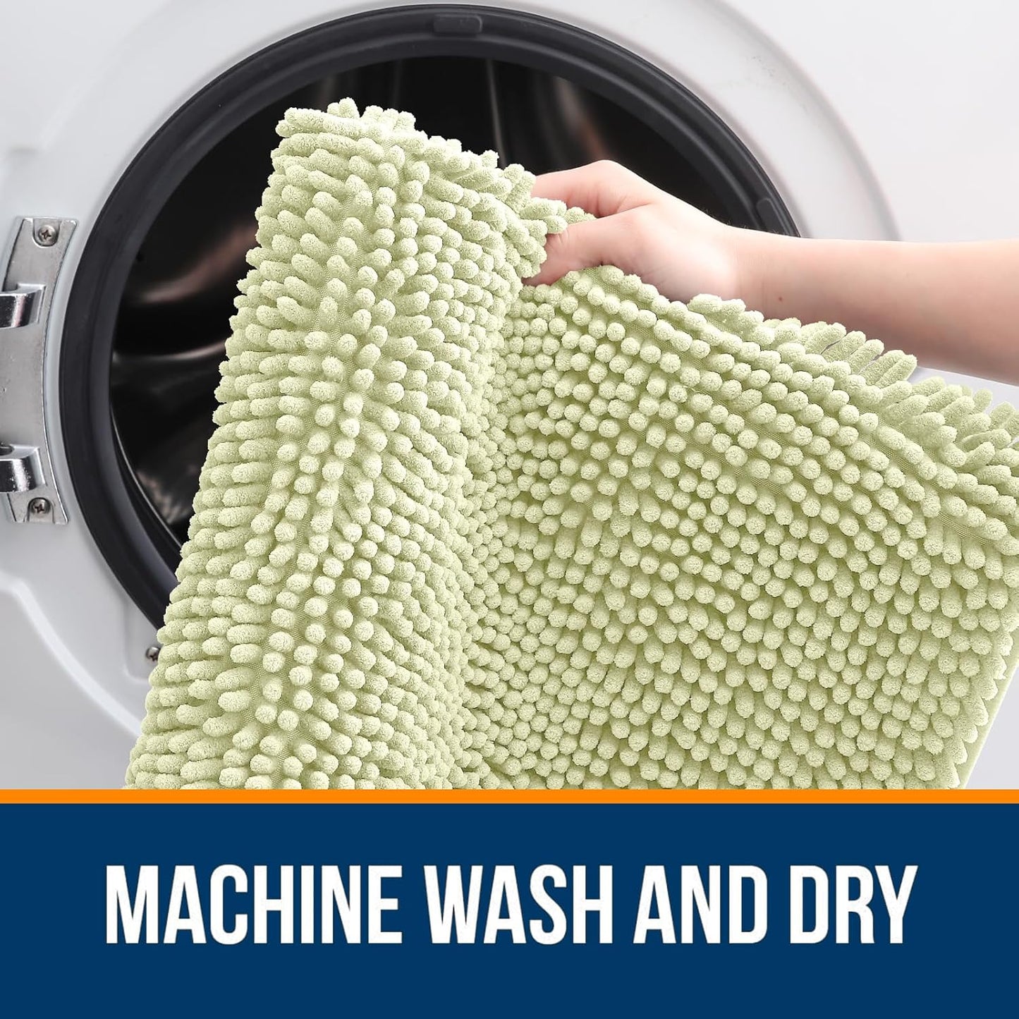 OLANLY Bathroom Rugs 44x24, Extra Soft Absorbent Chenille Bath Rugs, Rubber Backing Quick Dry, Machine Washable Bath Mats for Bathroom Floor, Tub and Shower, Home Decor Accessories, Vanilla