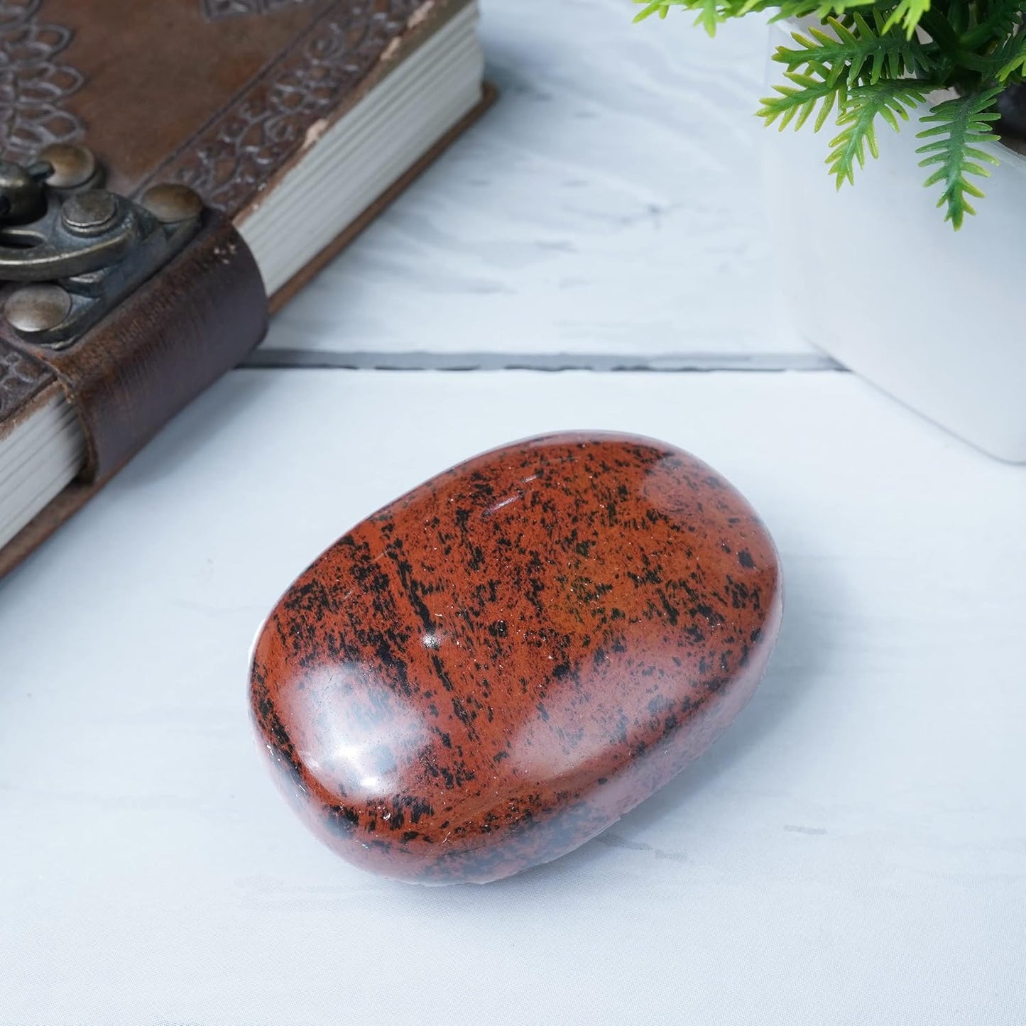 Crocon 50mm Mahogany Obsidian Large Palm Stone 900+ Carats Pocket Massage Worry Stones for Natural Chakra Balancing Reiki Healing Stones & Crystal Healing Massage Spa Energy Crystals Gifts for Women