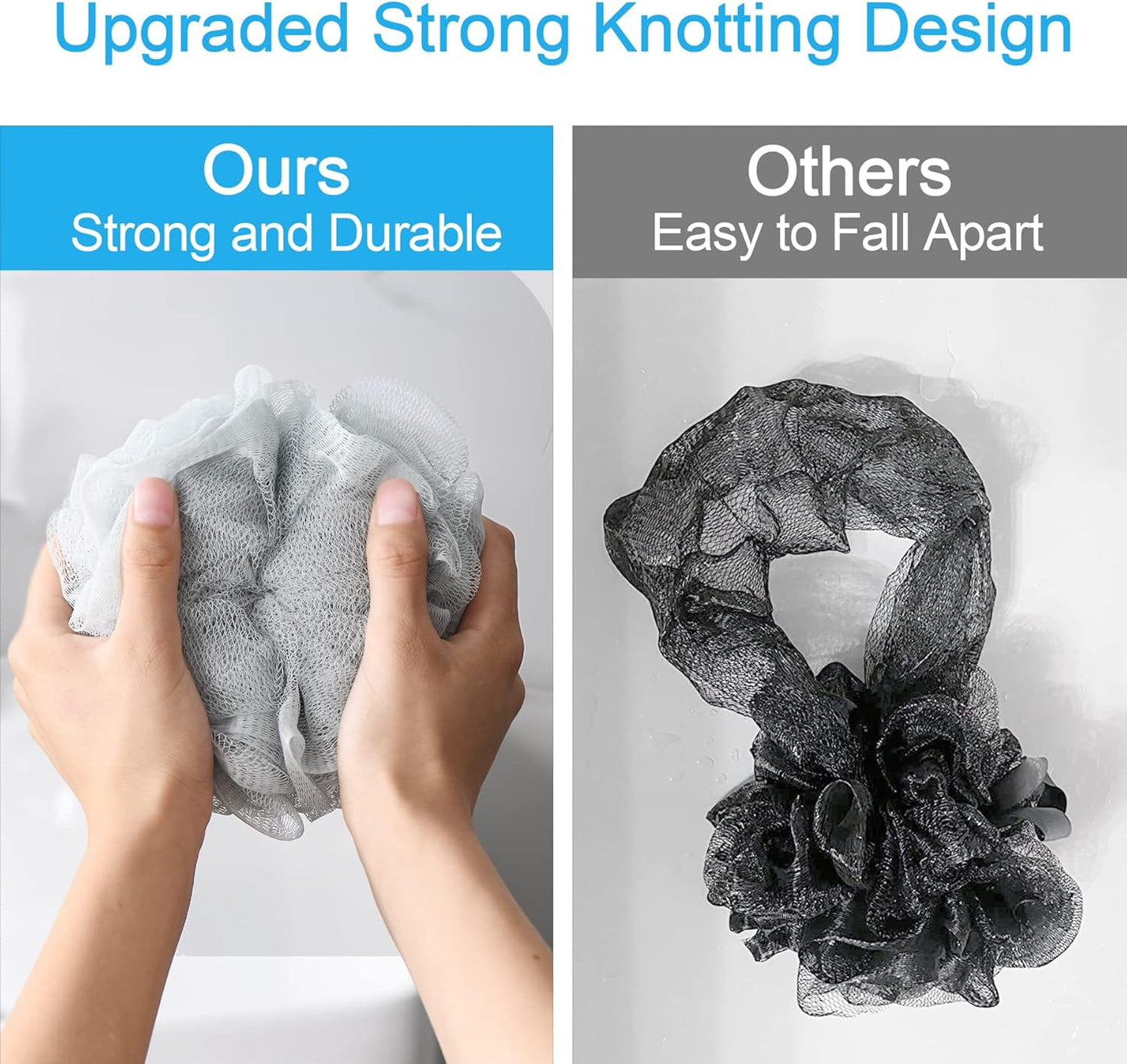 AmazerBath Loofah Sponge 75g/Piece, Exfoliating Bath Sponge Body Scrubber - Loofa Set of 4 Neutral Colors (Large)