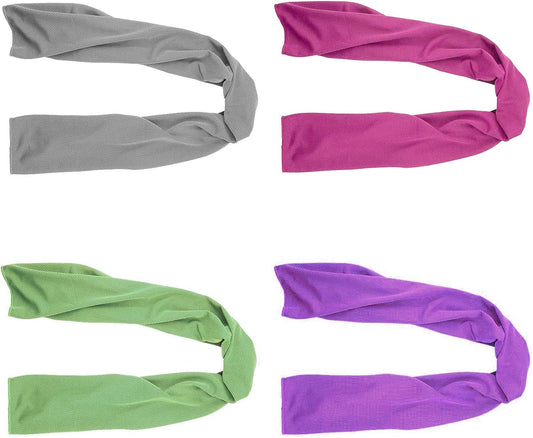 SMALLElectric 4 Packs 40"x 12" Microfiber Cooling Towel, Temperature Regulating, Multicolor, 4 Count, Sports/Workout