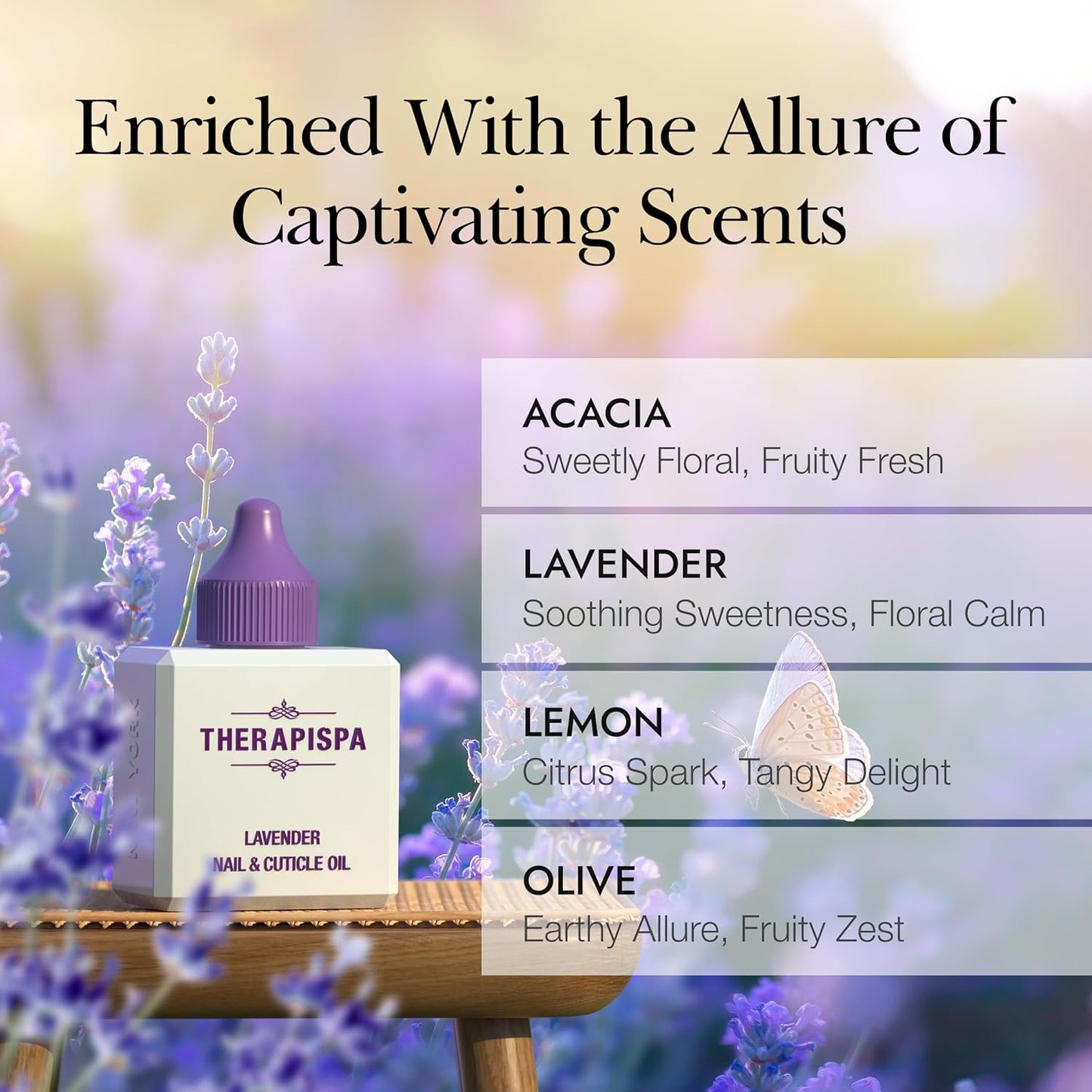 THERAPISPA Nail & Cuticle Oil with Avocado, Jojoba, Biotin & Vitamin E – Nourishes Cuticles, Strengthens Nails & Supports Nail Growth (Lavender, 2.0 fl oz)