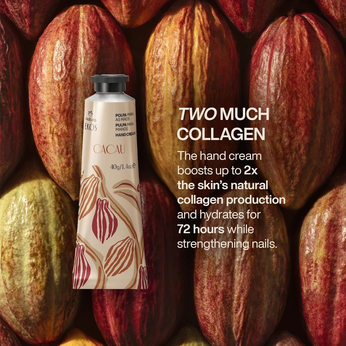 natura Ekos Cacau Hand Cream and Lip Balm Kit - Collagen Boosting Hand Cream & Moisturizing Lip Balm - Vegan - Brazilian Beauty Secrets - Self Care