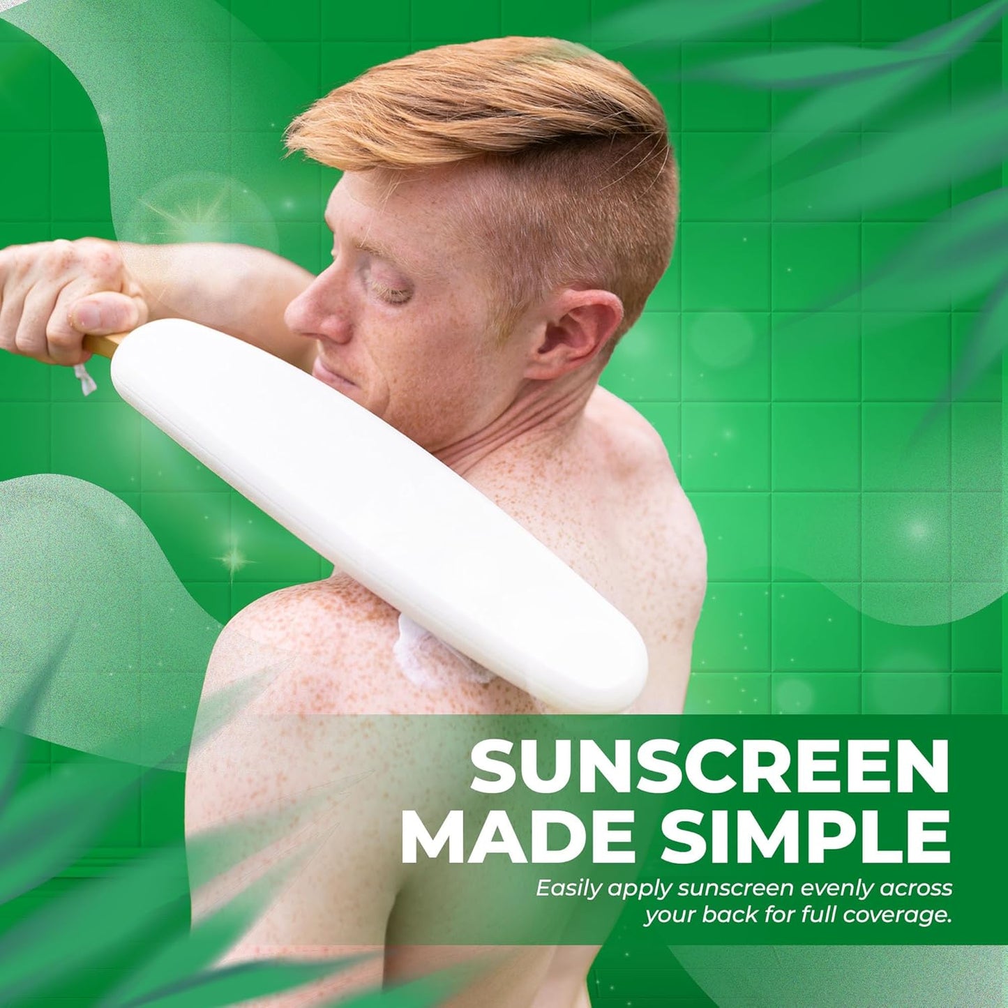 GranNaturals Lotion Applicator for your Back, Feet, and Legs - Sunscreen Applicator - Long Curved Easy Reach Body Brush for Suntan, Sunless Self-Tanning, Skin Cream, Acne, Body Wash - Elderly Aid