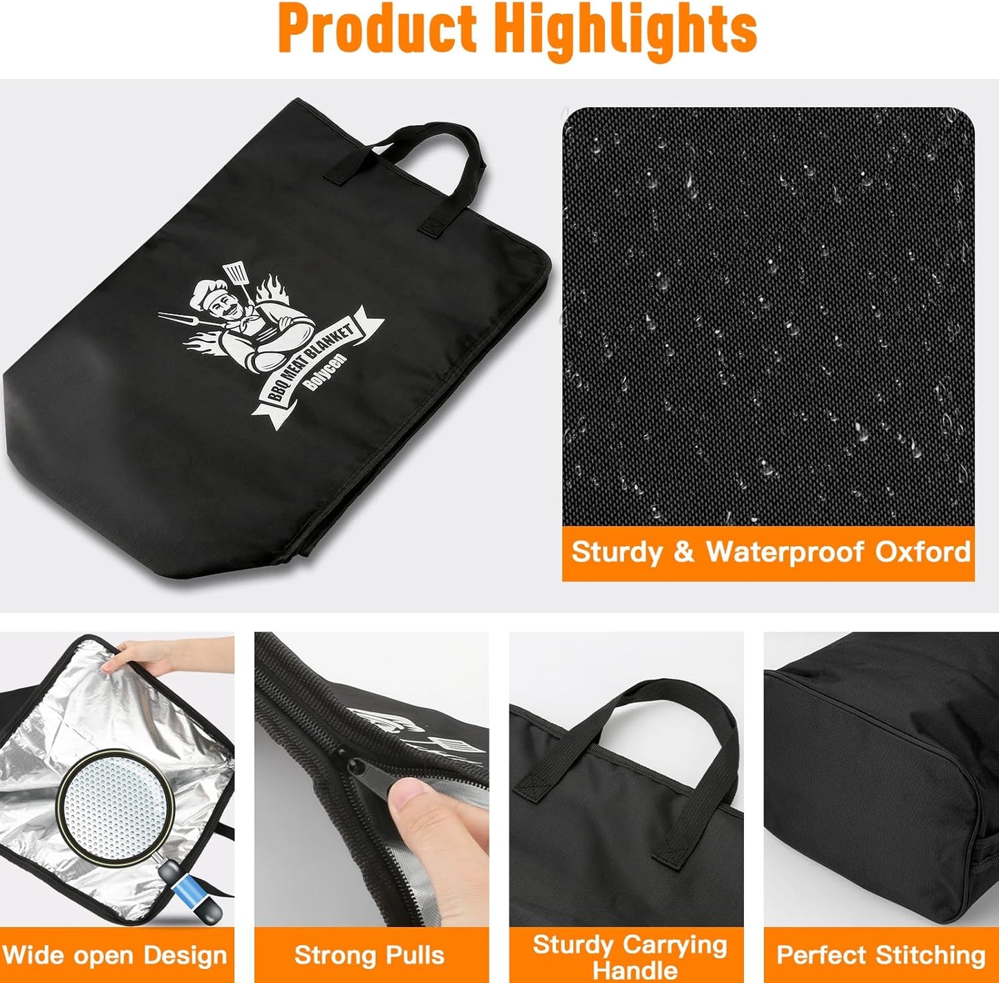 Upgraded BBQ Blanket for Resting Meat,Smoker Accessories Brisket Blanket, Insulated Meat Resting Bag with Wide Mouth for Steaks/Pork Shoulders/Turkeys, BBQ Accessories Grilling Gifts for Men (21inch)