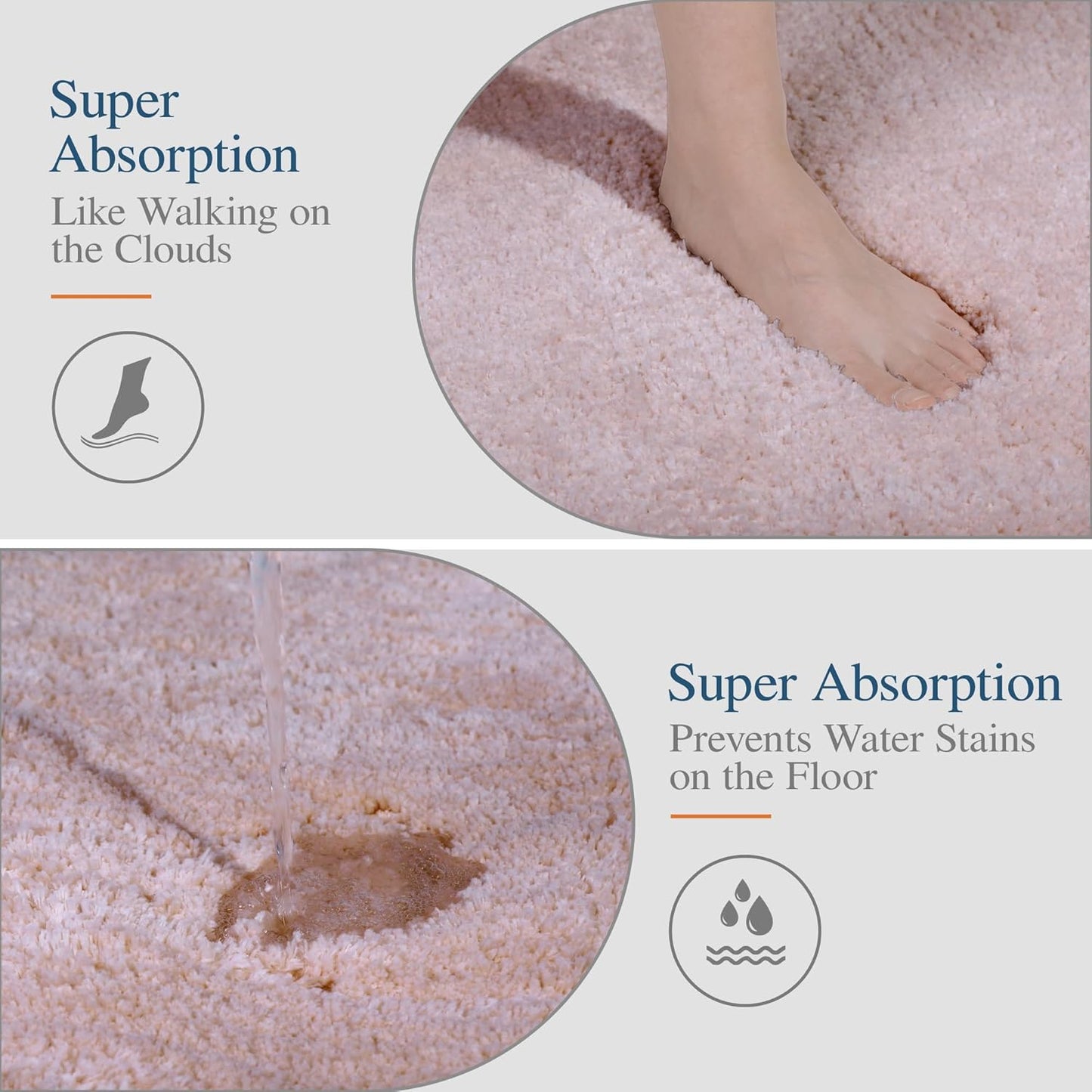 Walensee Bathroom Rug Non Slip Bath Mat (16 x 24, Dusty Pink) Water Absorbent Soft Microfiber Shaggy Mat Machine Washable Thick Plush Rug for Shower