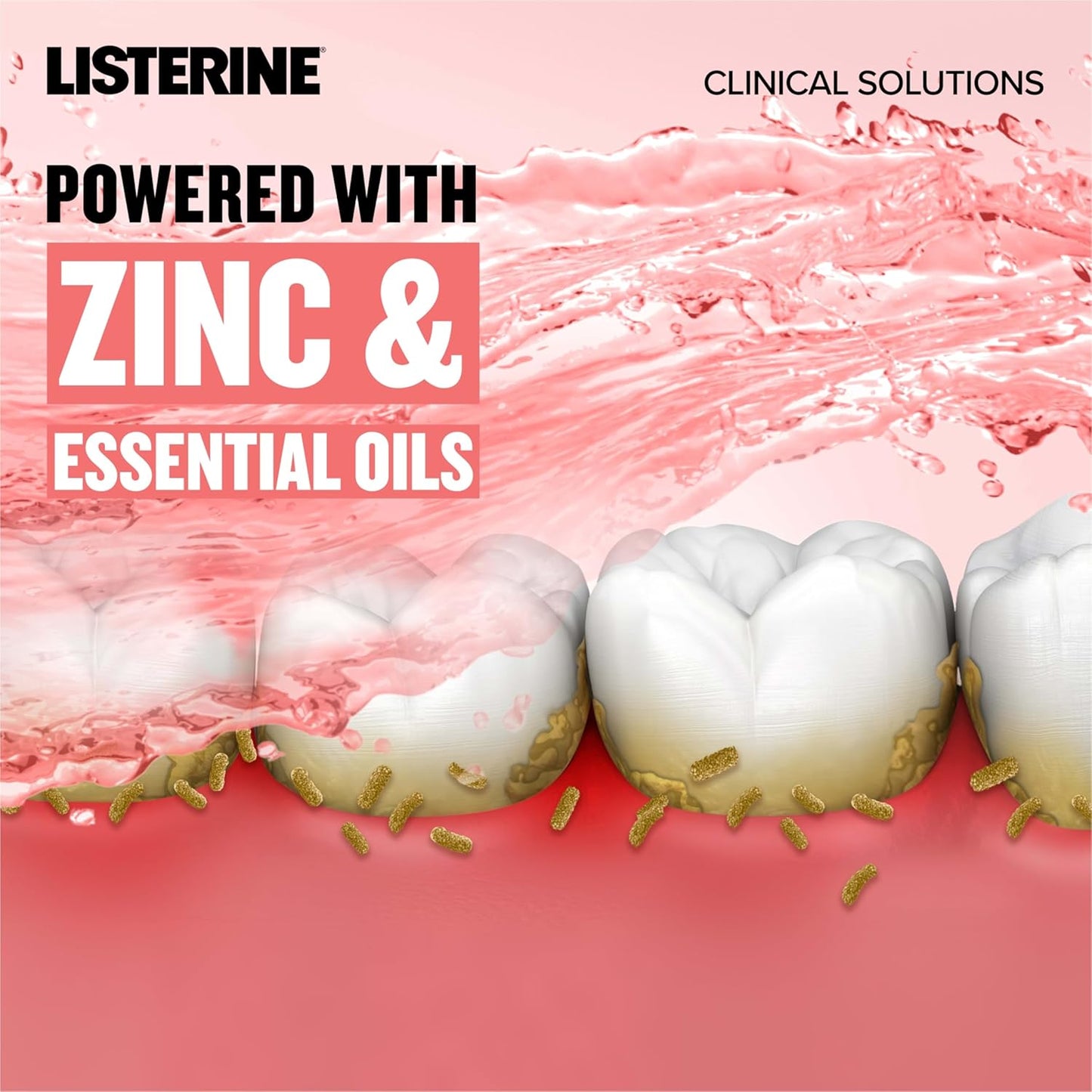 Listerine Clinical Solutions Gum Health Antiseptic Mouthwash, Antigingivitis & Antiplaque Oral Rinse Helps Prevent Buildup & Immediately Kills Germs for Healthier Gums, ICY Mint, 1 L