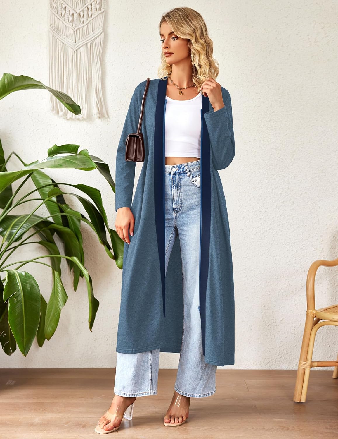 Ekouaer Women Zipper Robe Long Sleeve Loungewear Lightweight Housecoat Full Length Nightgown with Pockets