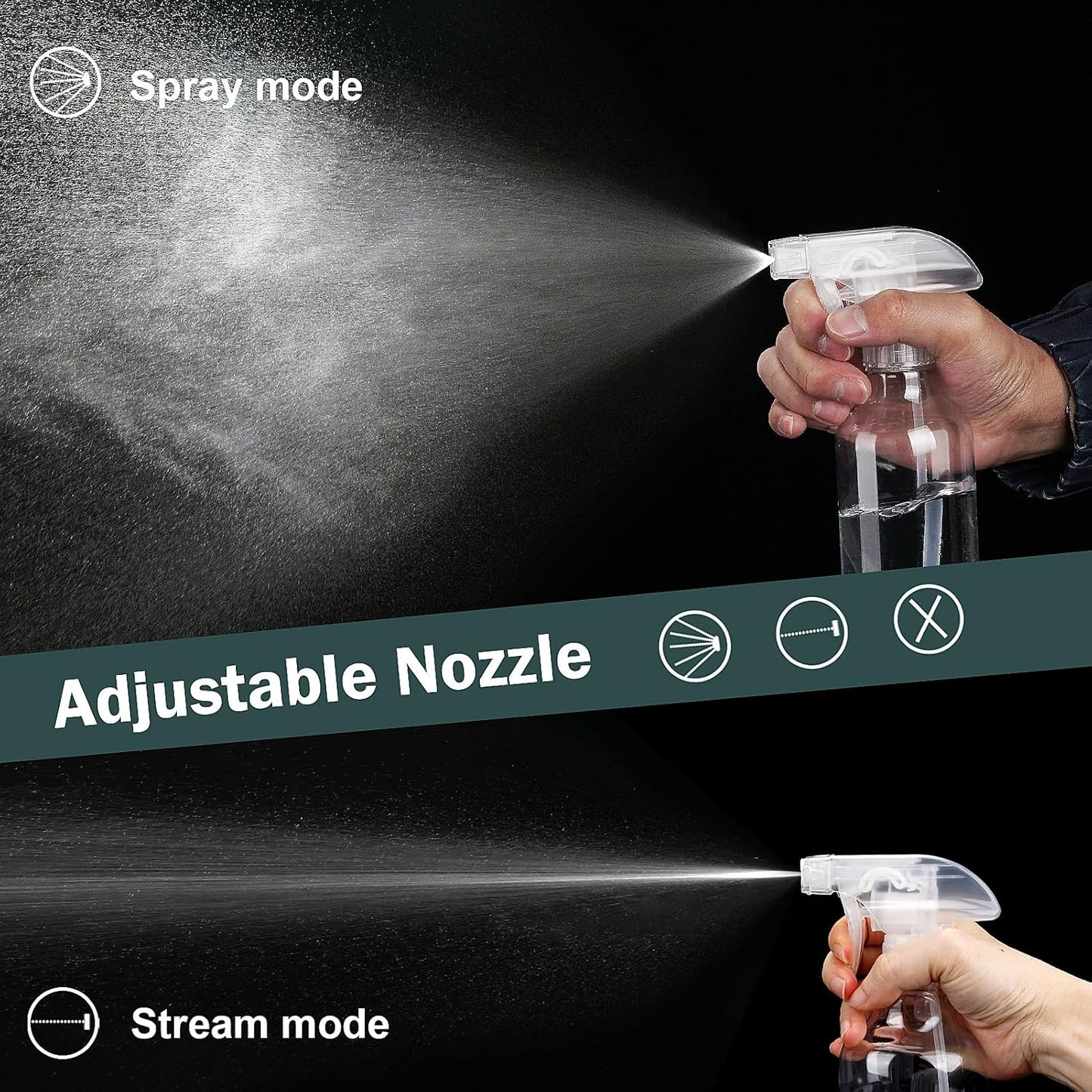 Spray Bottles 12oz Plastic Spray Bottle for Hair Mist/Stream Heavy Duty Empty Spray Bottles for Cleaning Solutions, Plants (12oz-Clear)