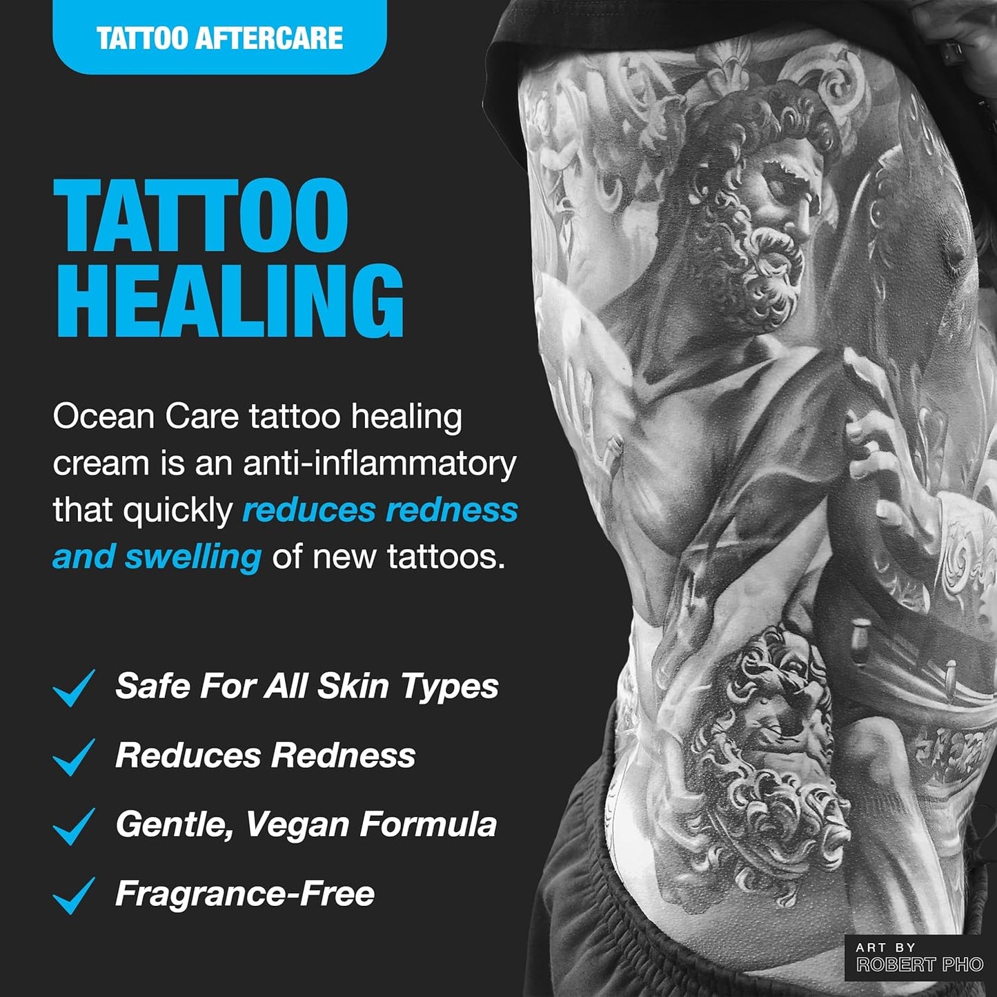 H2Ocean Ocean Care Tattoo Aftercare Lotion 2.5ounces-Fragrance Free Tattoo Moisturizing Cream-For New & Old Tattoos-Heals & Revitalizes - Dye Free