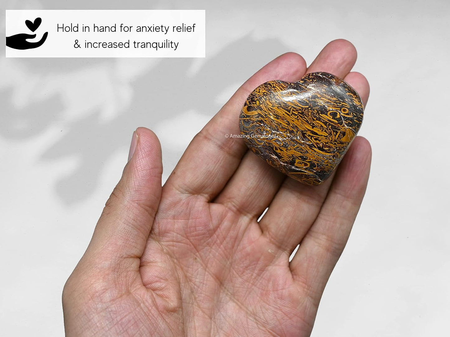 Mariyam Jasper Crystal Heart Palm Stone - Pocket Massage Worry Stone for Natural Body Chakra Balancing, Reiki Healing and Crystal Grid