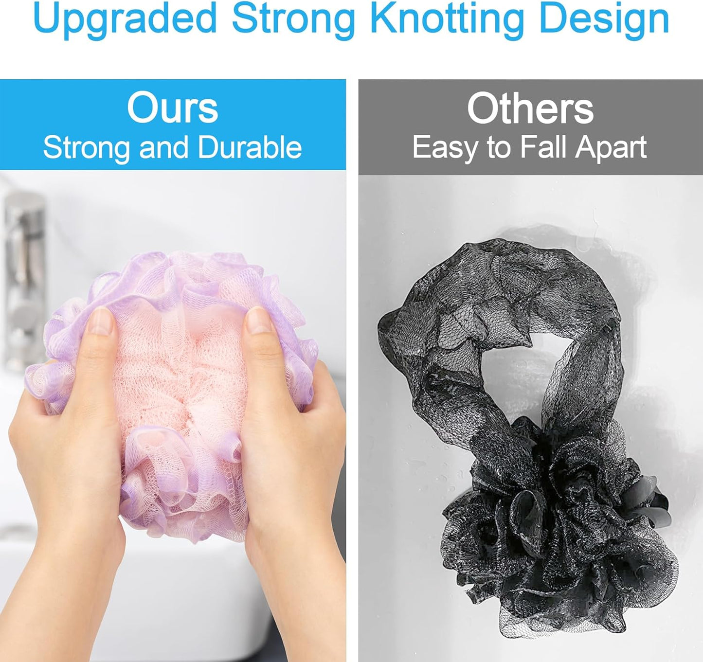 AmazerBath Loofah Sponge 60g/Piece, Exfoliating Bath Sponge Body Scrubber - Loofa Set of 4 - SunsetBerry Colors, Medium