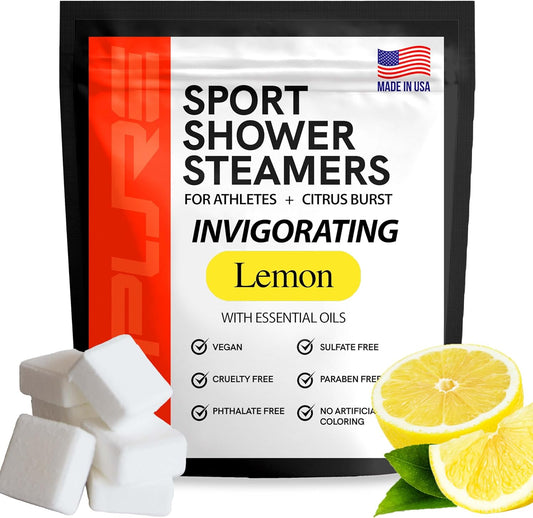 Sport Shower Steamers - Made in USA with Natural Lemon Essential Oil, Aromatherapy, Stress and Sinus Relief, Muscle Recovery for Athletes, Best Unique Birthday Gifts for Self Care Relaxation