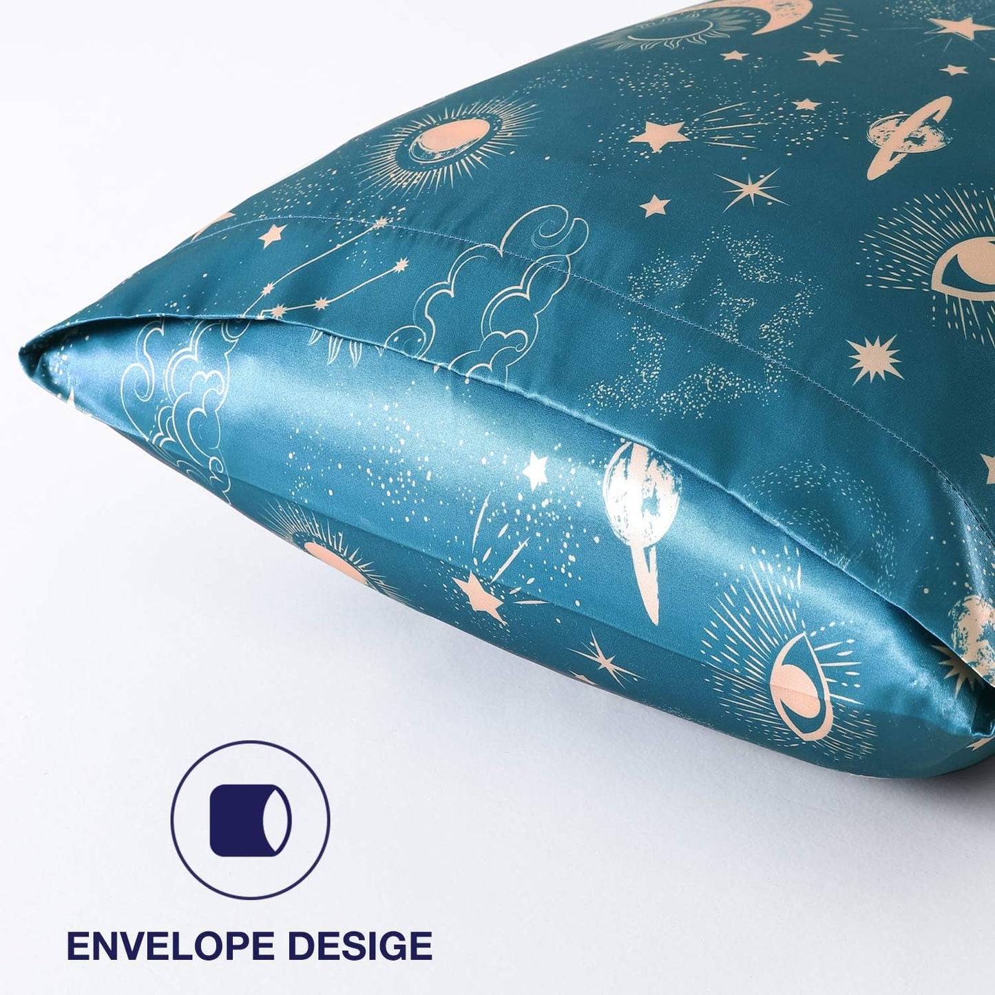 EXQ Home Satin Pillowcase for Hair and Skin,Pillow Cases King Size Pillow Case Set of 2 Satin Pillow Covers with Envelope Closure Sun (20"x36")