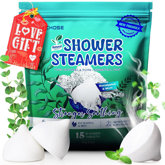 POPCHOSE Shower Steamers Aromatherapy - Eucalyptus for Shower, Stress Relief & Self Care- Home SPA Gifts, Birthday Gift for Women & Men, Shower Steamers for Sinus Relief, Quick Relief Nasal Congestion