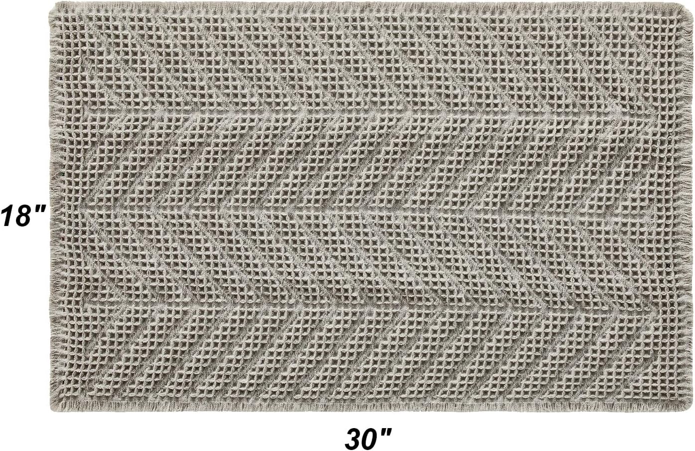 Bath Rugs,Upgraded Waffle Bath Mat,Super Absorbent Boho Bath Rug Non Slip Bath Rugs,Machine Washable Rugs, Rubber Backed Shower Matt, Ultra Soft,Gray,18" x 30"