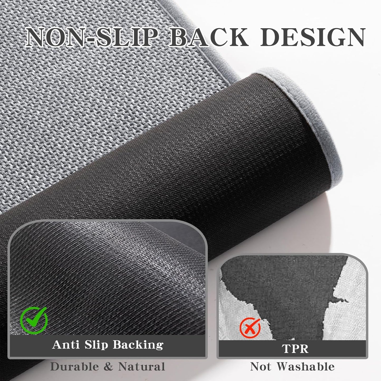 chakme Bathroom Rugs Mat 47x25, Ultra Thin Non Slip Bath Mat Large Quick Dry Absorbent Bath Mat for Bathroom Floor, (Light Grey, 47"x25")