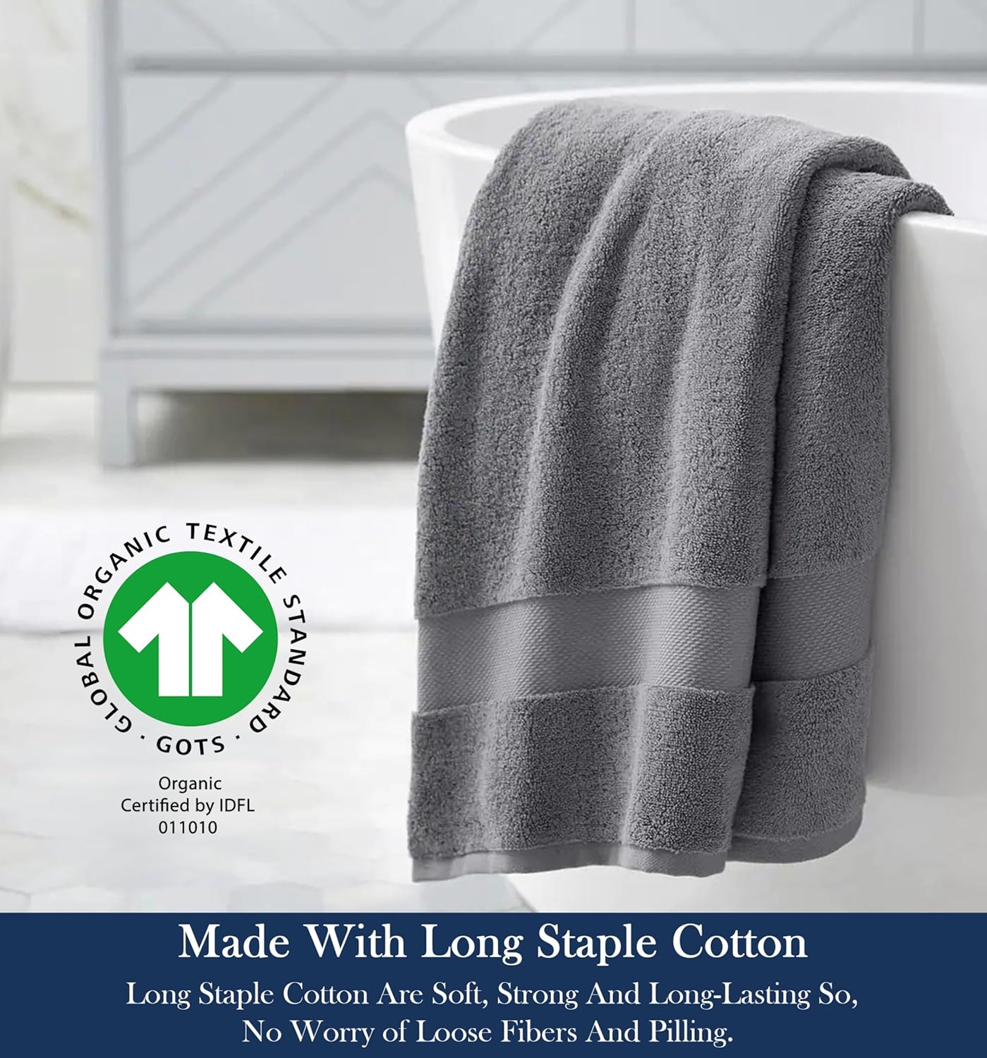 Delara Organic Cotton Luxuriously Plush Bath Sheet | GOTS & Oeko-TEX Certified | Premium Hotel Quality Towels | Feather Touch Technology| 650 GSM Long Staple|Soft, Quick Dry & Ultra-Absorbent 36"x70"