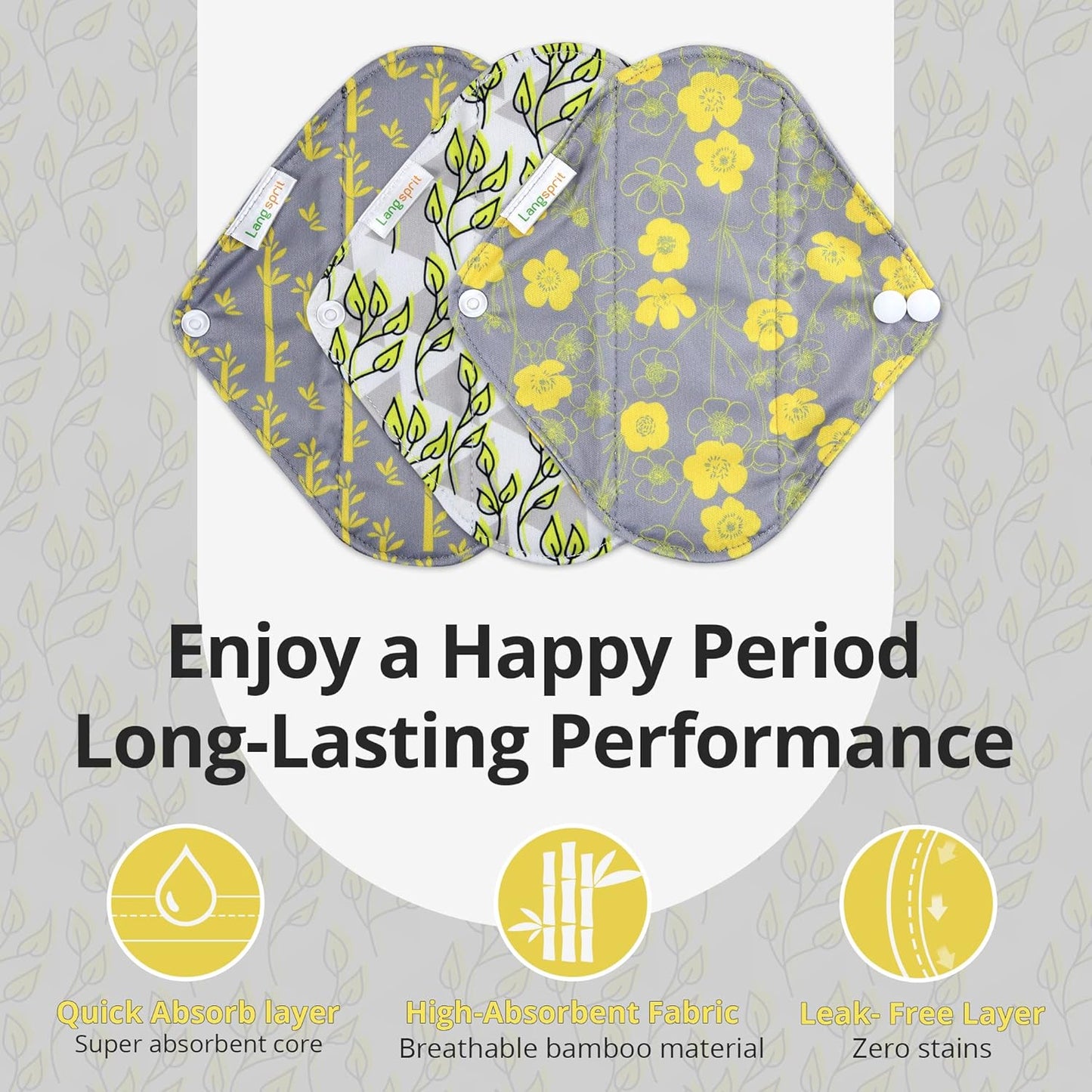 7pcs Set 1 pc Mini Wet Bag +6pcs Absorbent Reusable Sanitary Pads/Washable Cloth Menstrual Pads（Spring,M…