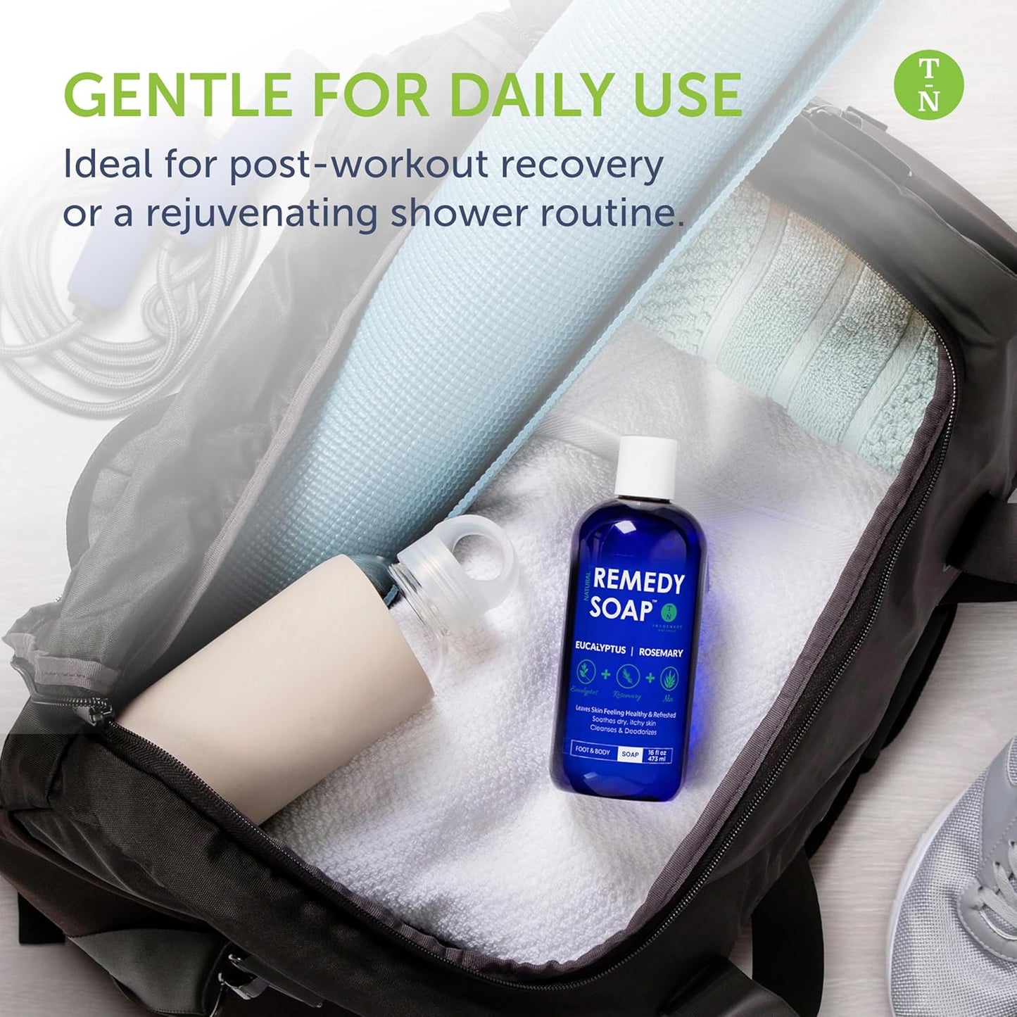 Truremedy Naturals Eucalyptus Rosemary Body Wash - Therapeutic and Relaxing Body Wash for Men and Women - Hydrating and Soothing Shower Gel - Organic Eucalyptus, Rosemary, Jojoba, Aloe - 12oz