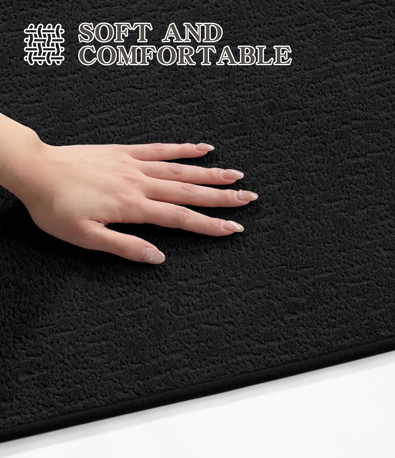 chakme Bathroom Rugs Mat 47x24, Ultra Thin Non Slip Bath Mat Quick Dry Absorbent Bath Mat for Bathroom Floor, (Black, 47"x24")