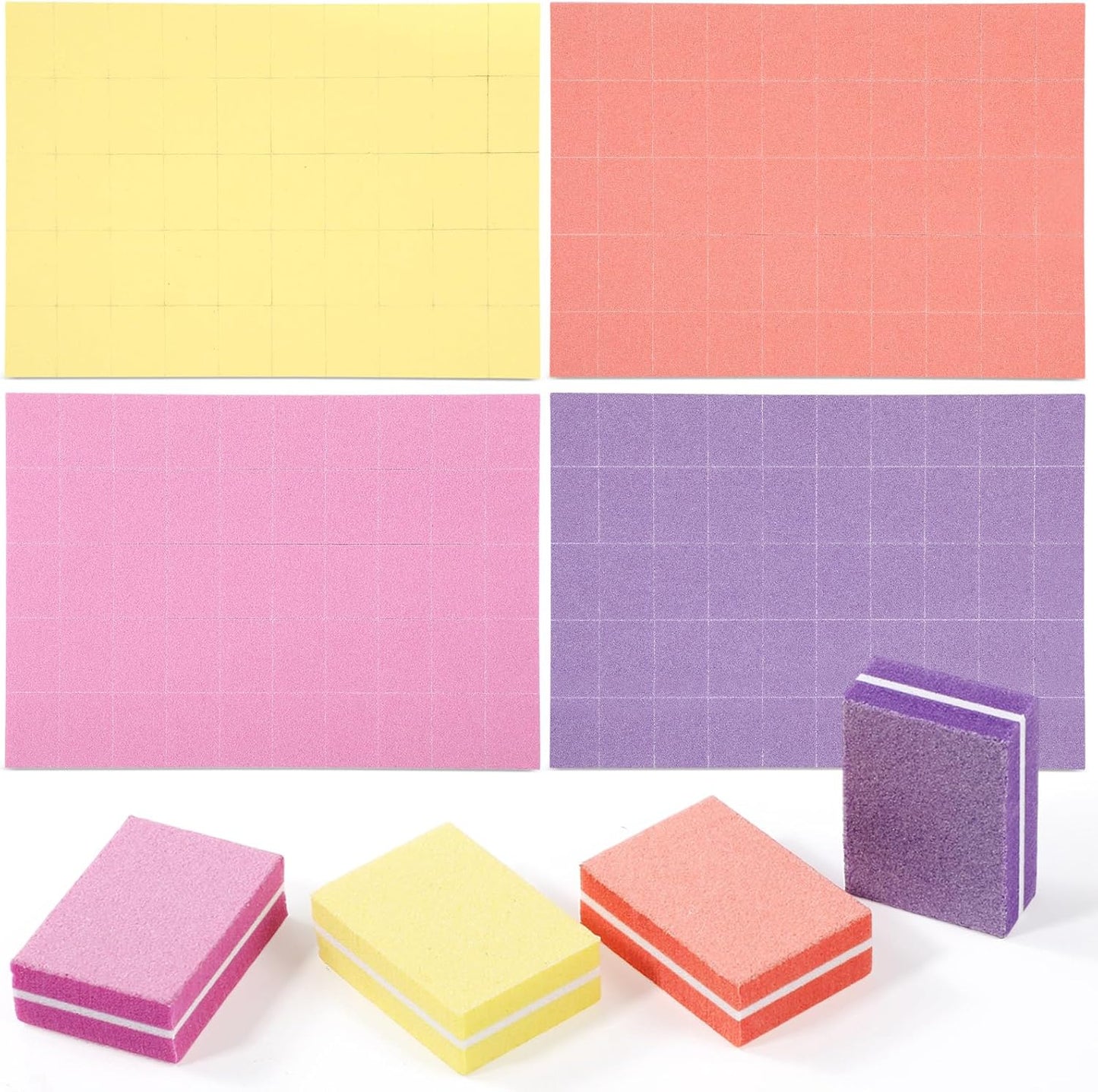 200 Pcs Mini Nail Buffer Blocks Bulk Sponge Double Sided Buffing Sanding Block Manicure Tools Bulk Nail File for Acrylic Nails and Natural Nails (100/180,80/100,180/240,60/100,Multicolor)