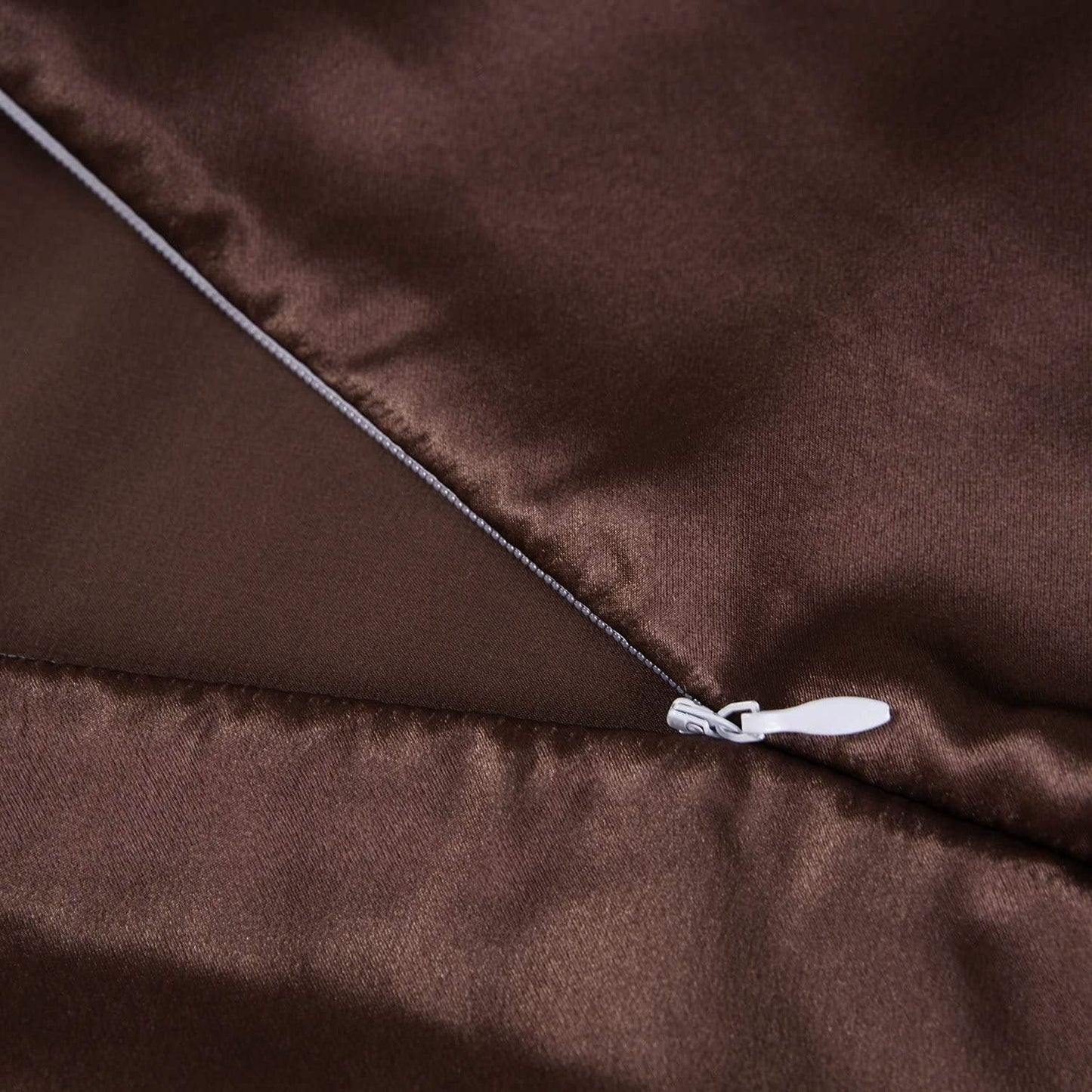 Juwenin Bedding,Super Soft and Luxury Silky Satin Pillowcase with Zipper (Silky Satin Pillow Case for Hair) Set of 2 (Coffee, Standard(20''x26''))