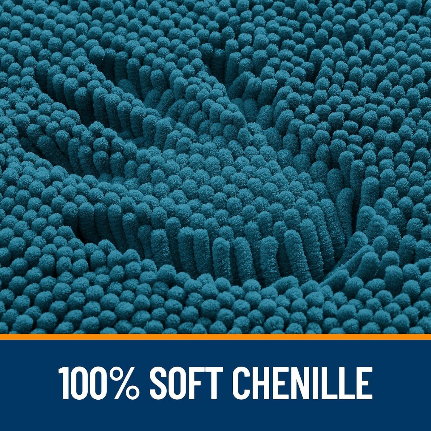 OLANLY Bathroom Rugs 30x20, Extra Soft Absorbent Chenille Bath Rugs, Rubber Backing Quick Dry, Machine Washable Bath Mats for Bathroom Floor, Tub and Shower, Home Decor Accessories, Peacock Blue