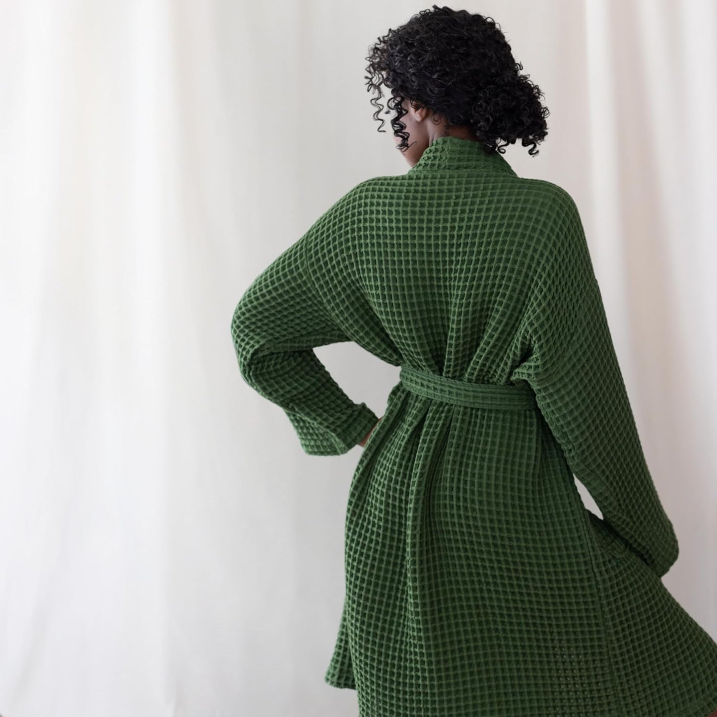 Womens Kimono Waffle Robe - Lightweight 100% Turkish Cotton Housecoat for All-Day Lounging - Bathrobe for Shower