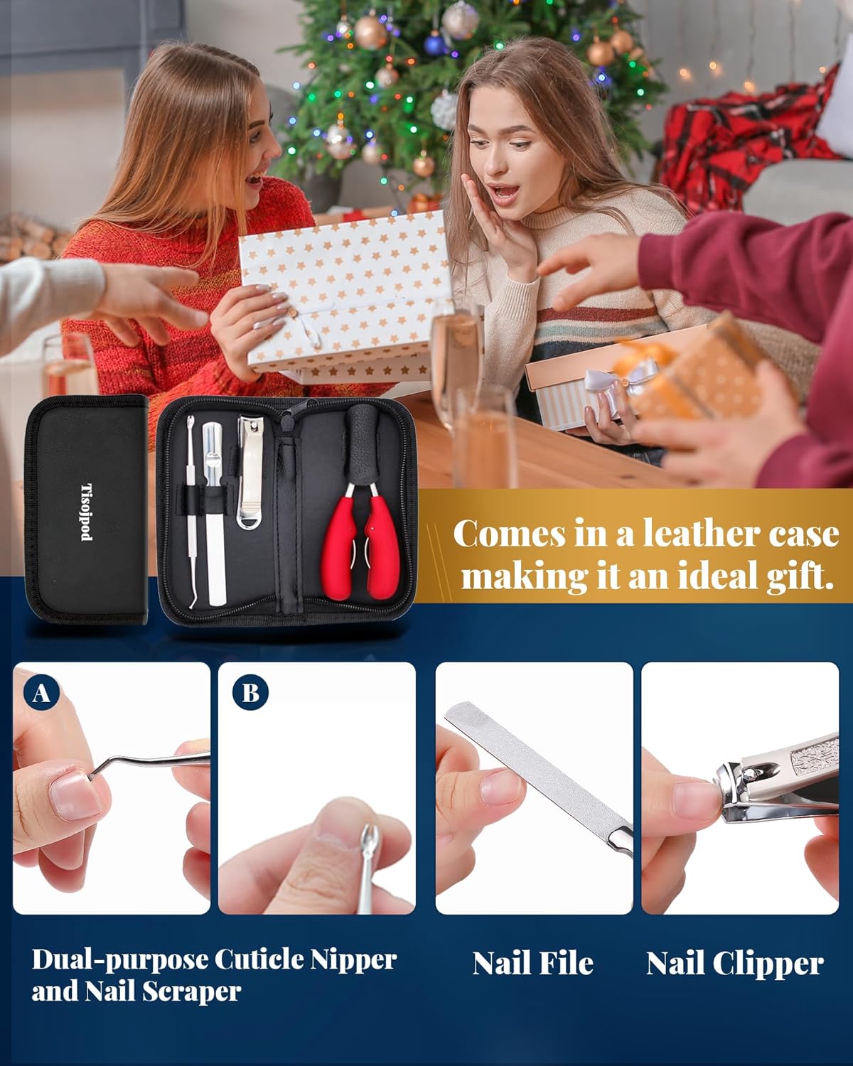 Nail Clippers Set,Toe Nail Clippers for Ingrown & Thick Toenails,Toe Nail Clippers for Thick Nails for Seniors Men Women,Professional Heavy Duty Toenail Clippers with Stainless Steel 4Pcs (red)